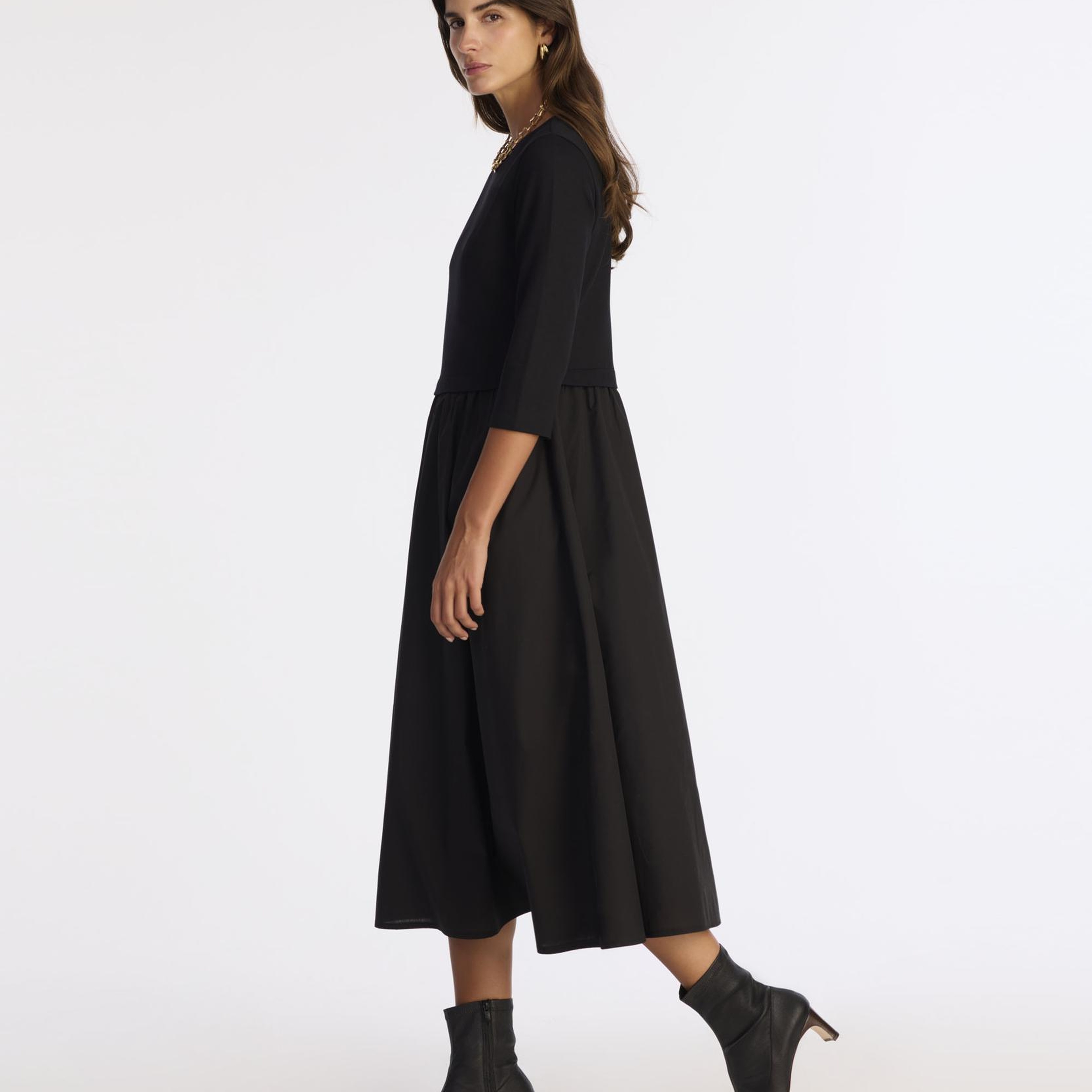 YARGICI Bol Bisiklet Yaka 3/4 Kol Elbise