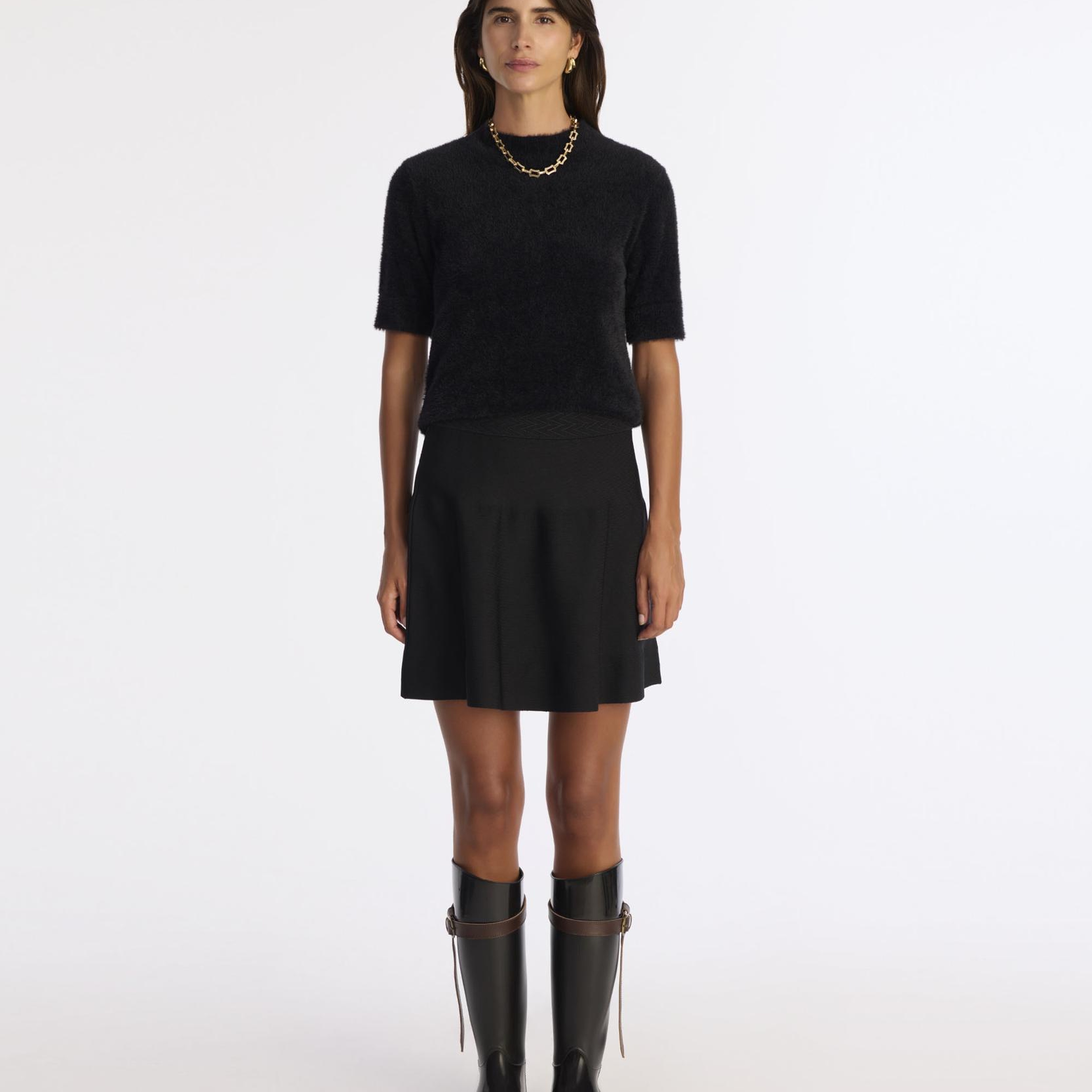 YARGICI Volanlı Kısa Triko Etek