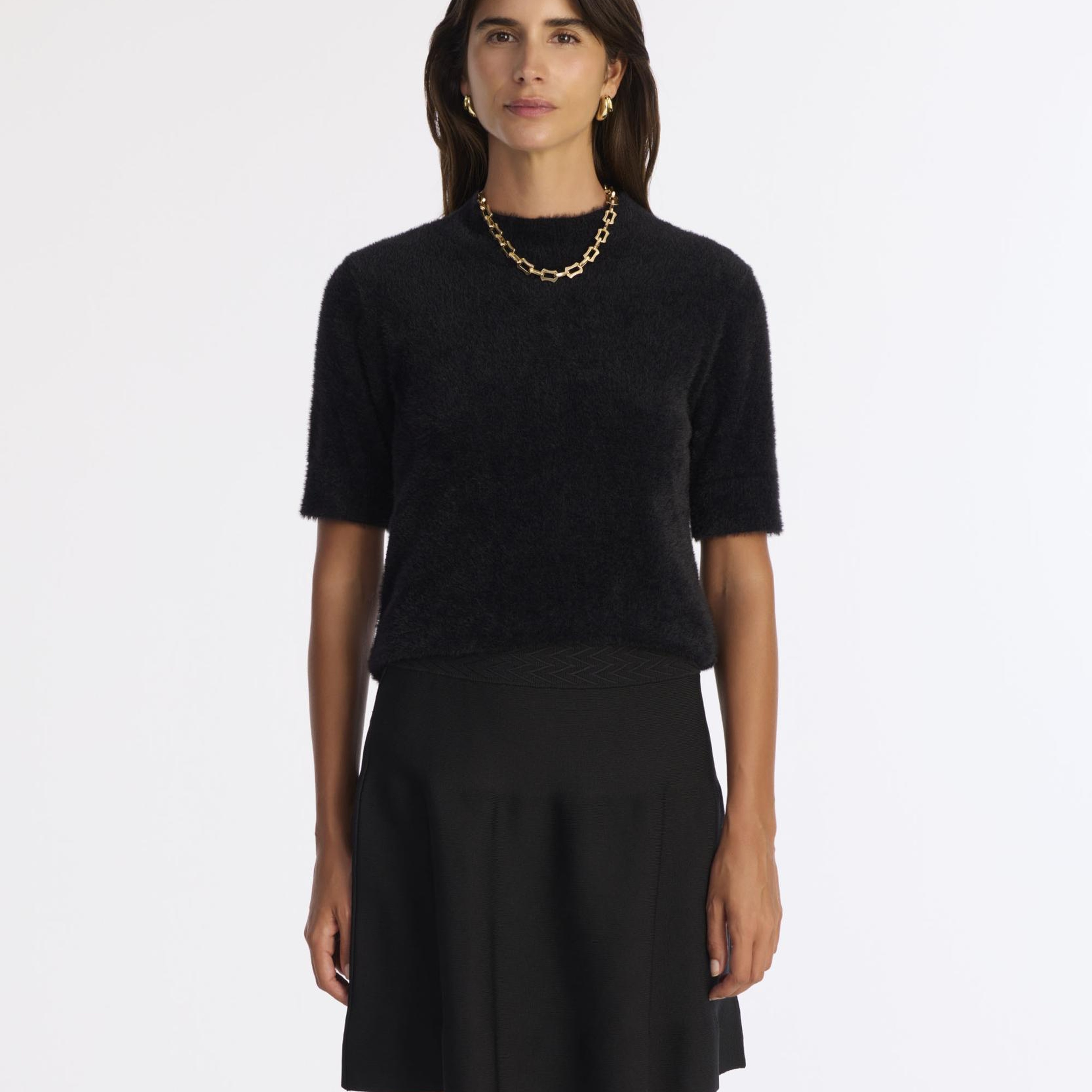 YARGICI Volanlı Kısa Triko Etek