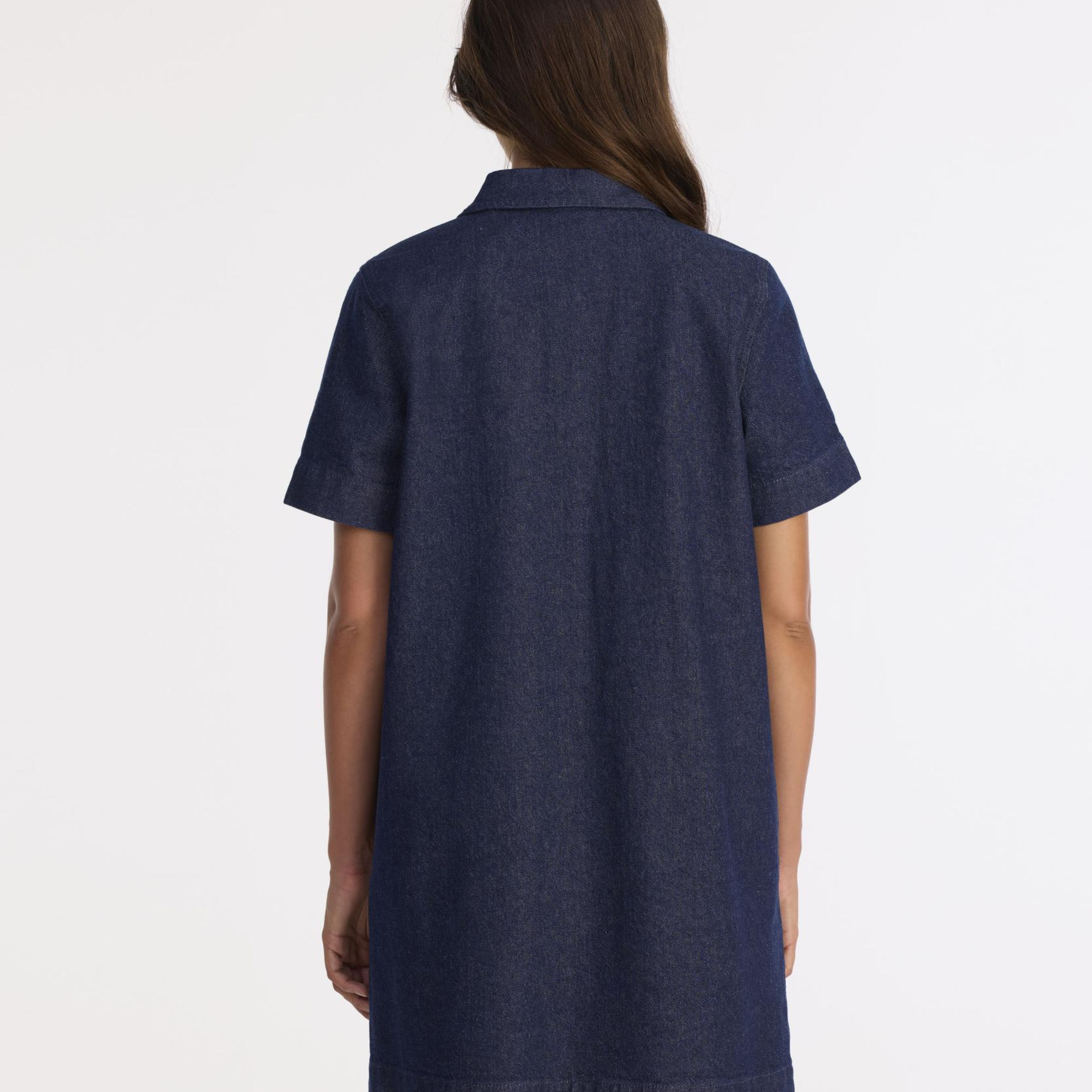 YARGICI Düz Gömlek Yaka Kısa Kol Elbise