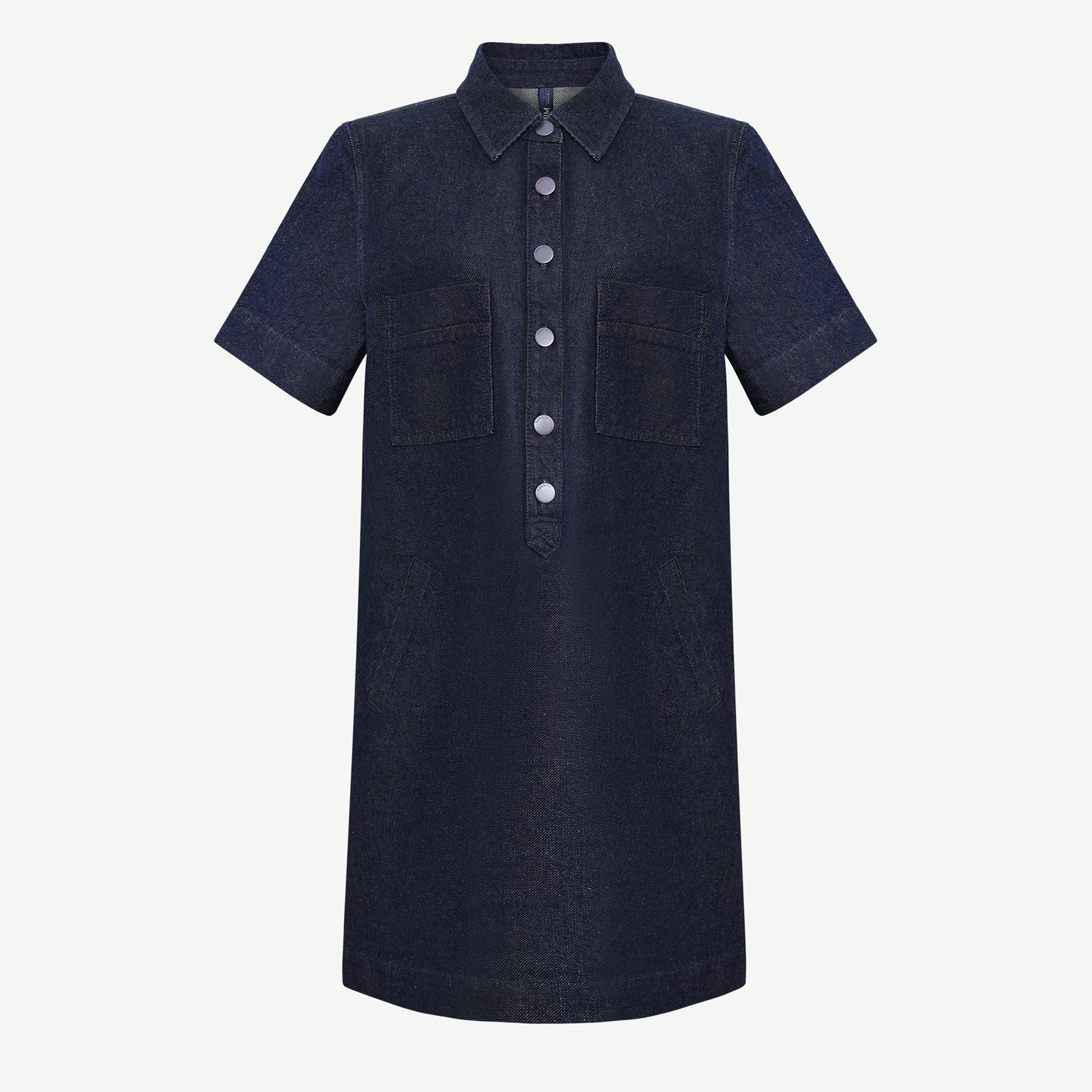 YARGICI Düz Gömlek Yaka Kısa Kol Elbise