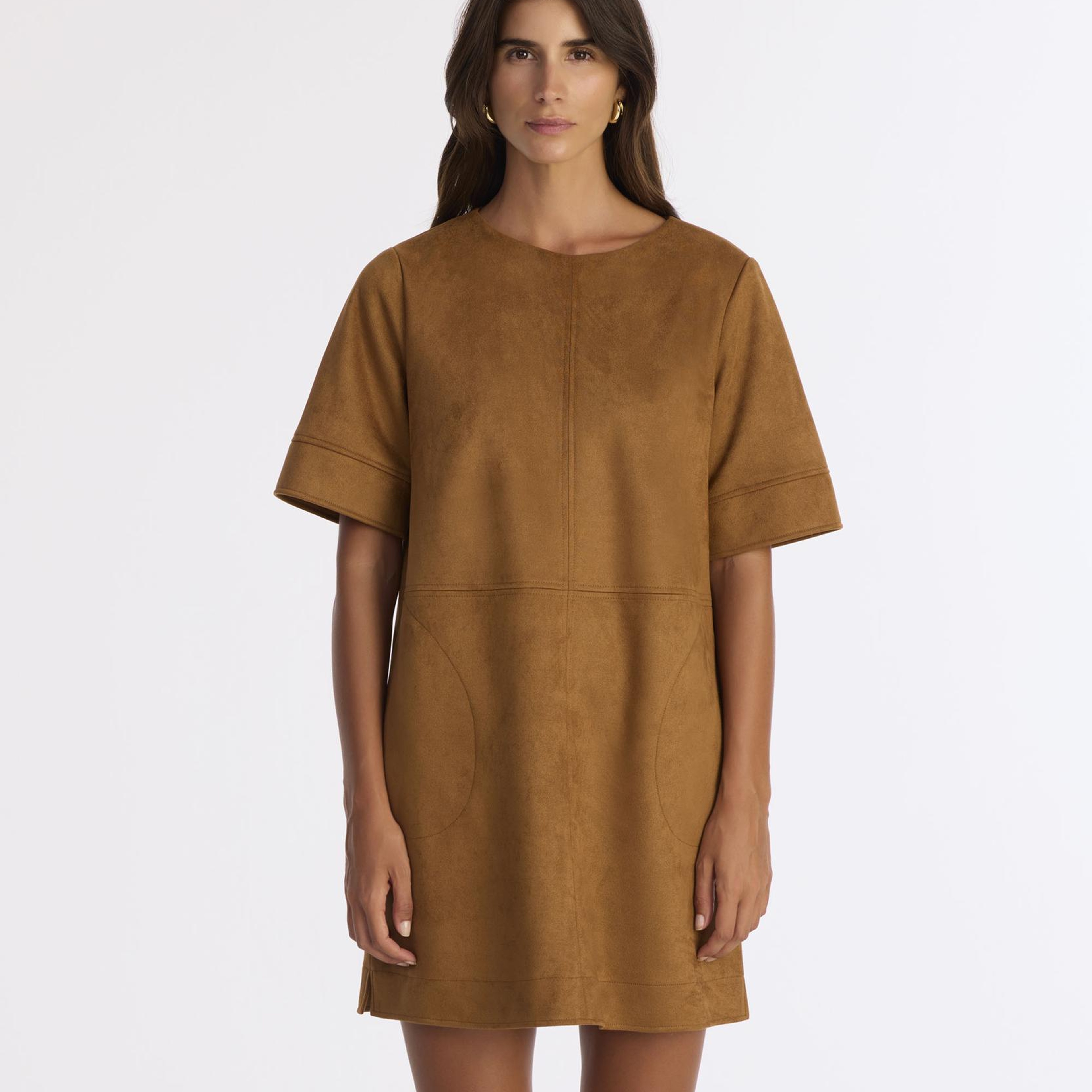 YARGICI Düz Kayık Yaka Kısa Kol Elbise