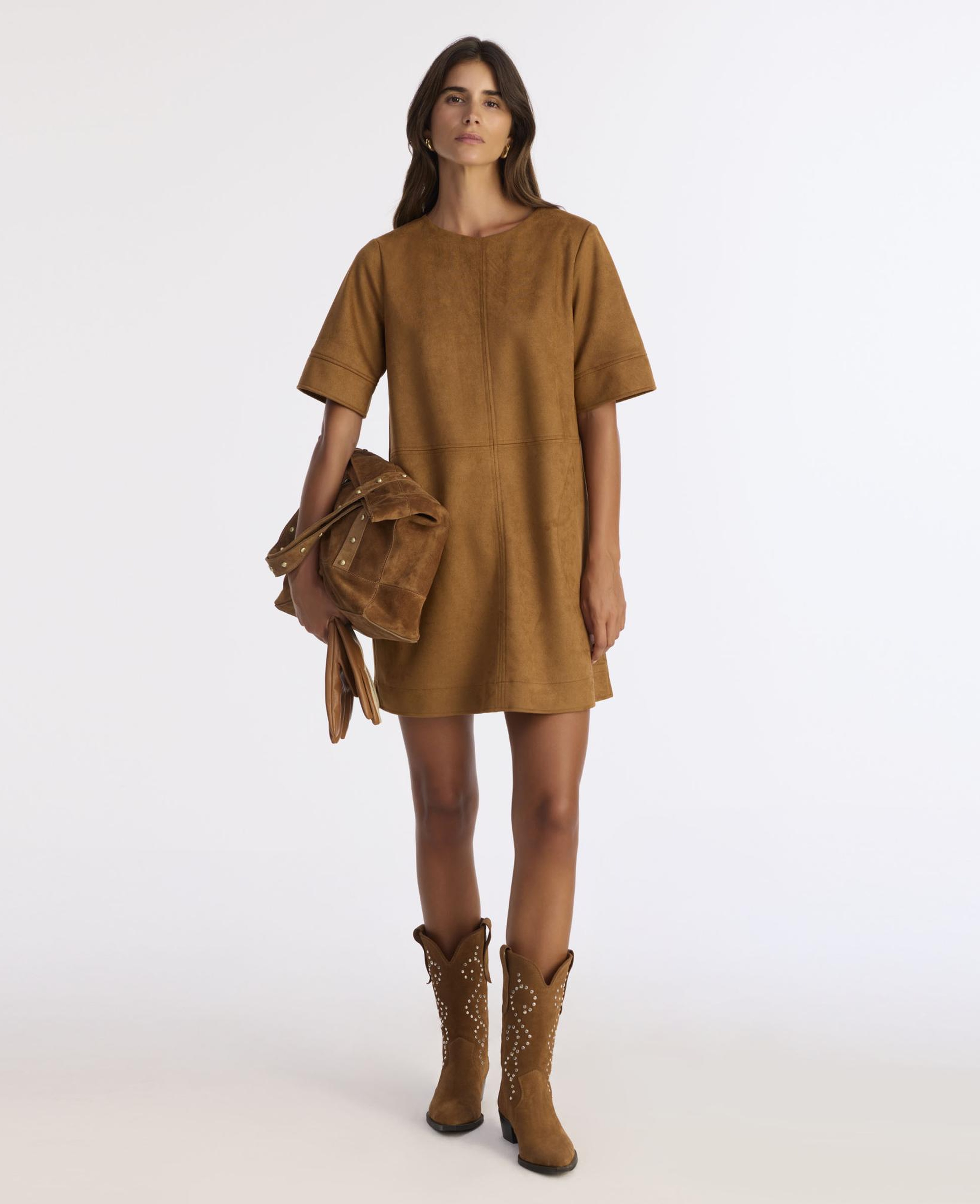 YARGICI Düz Kayık Yaka Kısa Kol Elbise