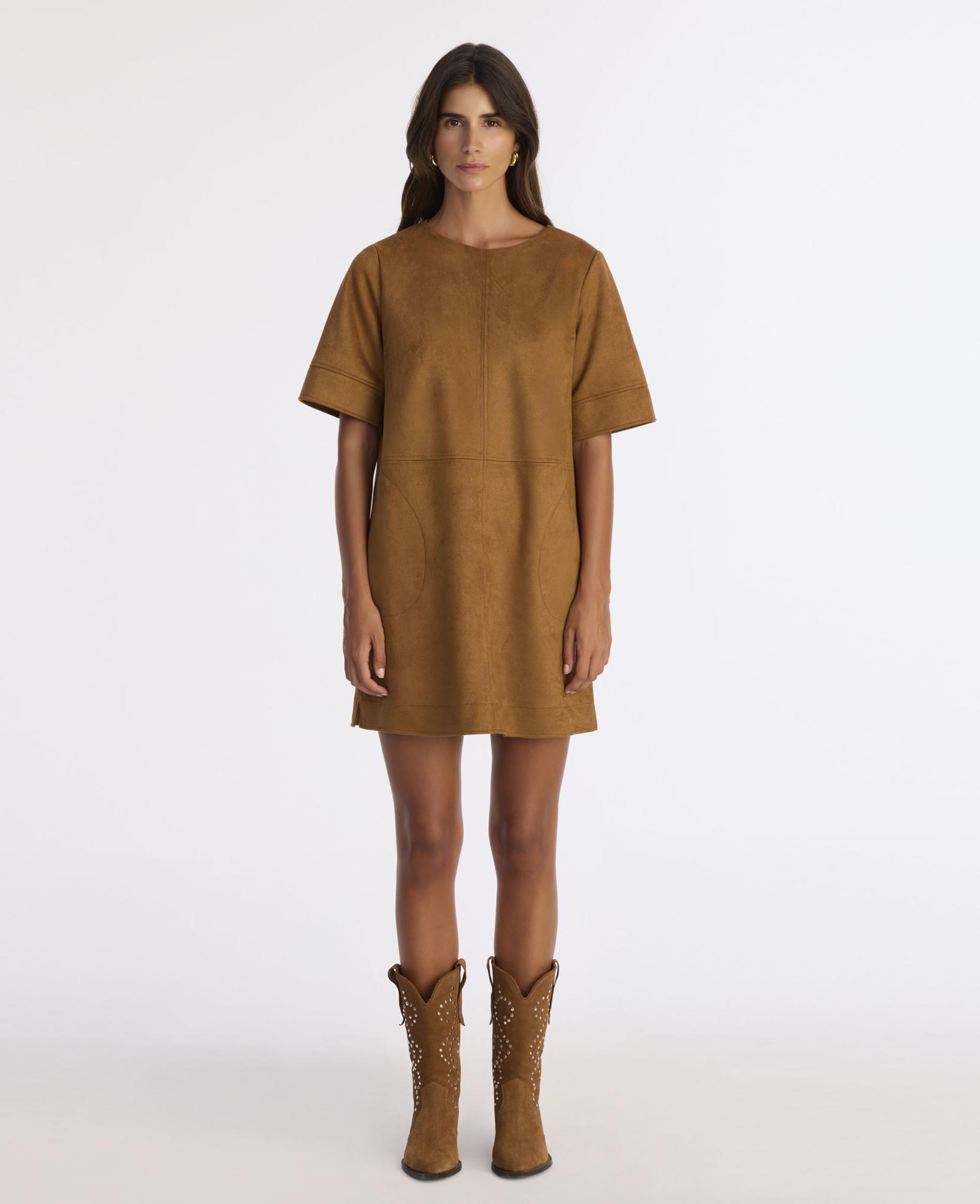 YARGICI Düz Kayık Yaka Kısa Kol Elbise