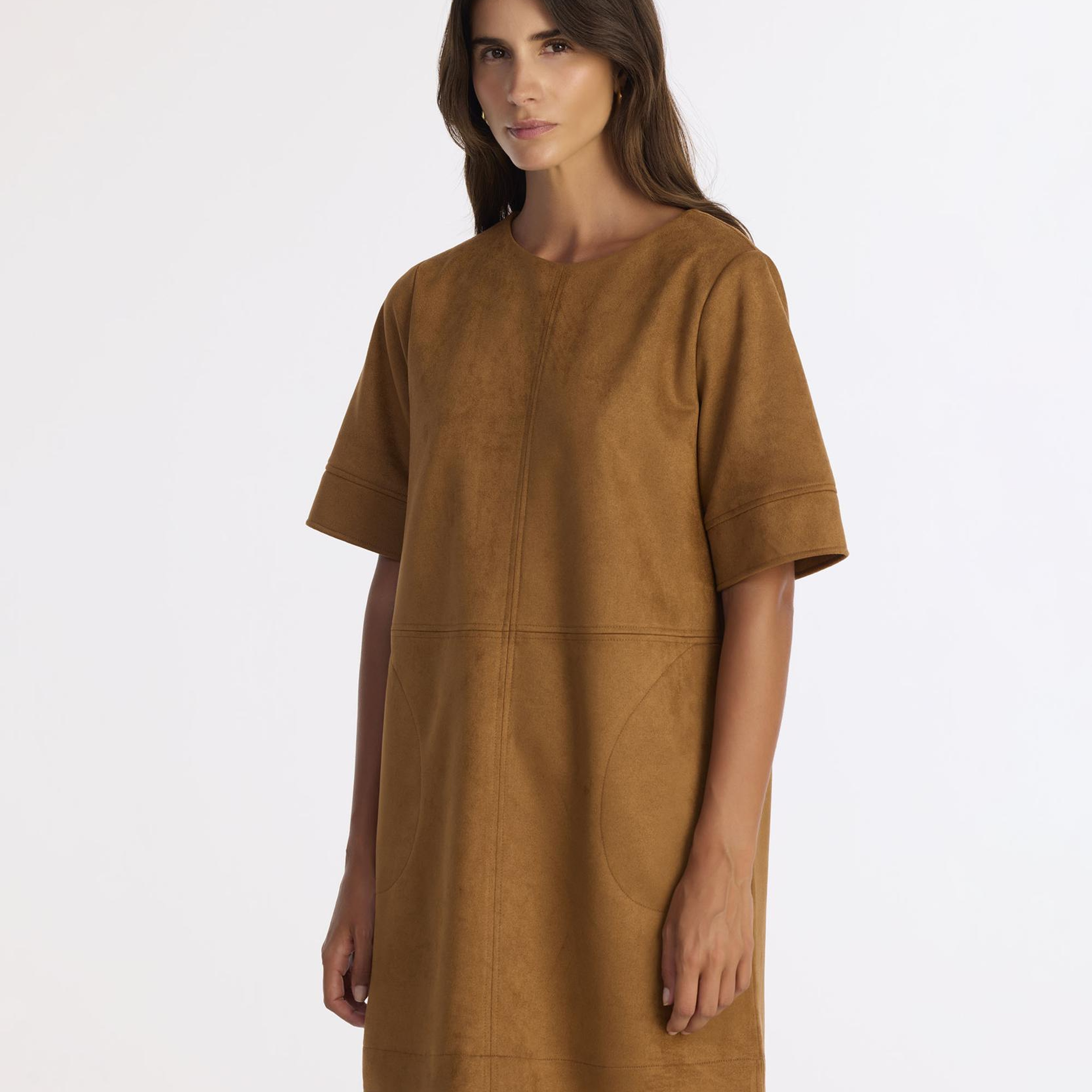 YARGICI Düz Kayık Yaka Kısa Kol Elbise