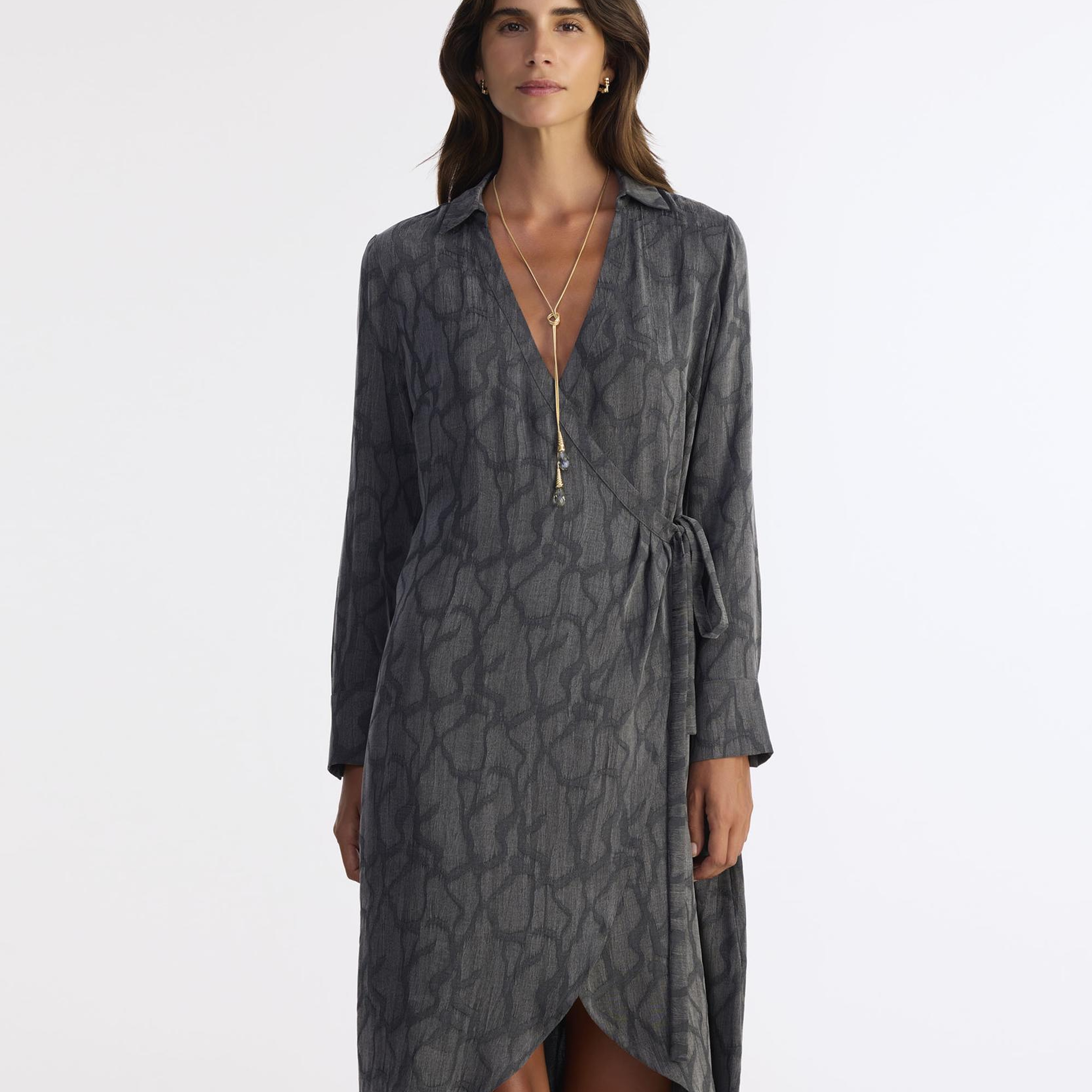 YARGICI Dar Gömlek Yaka Uzun Kol Elbise