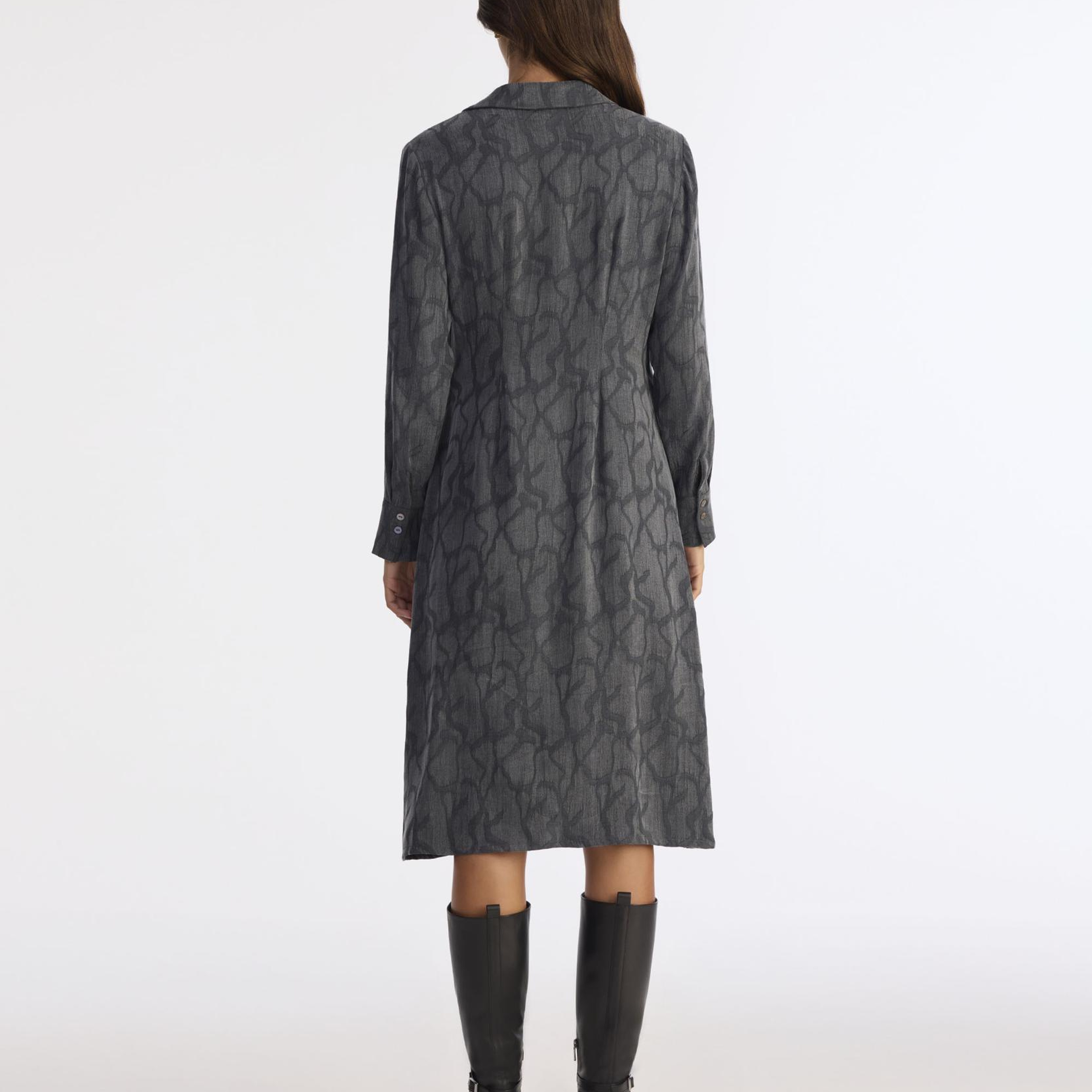 YARGICI Dar Gömlek Yaka Uzun Kol Elbise