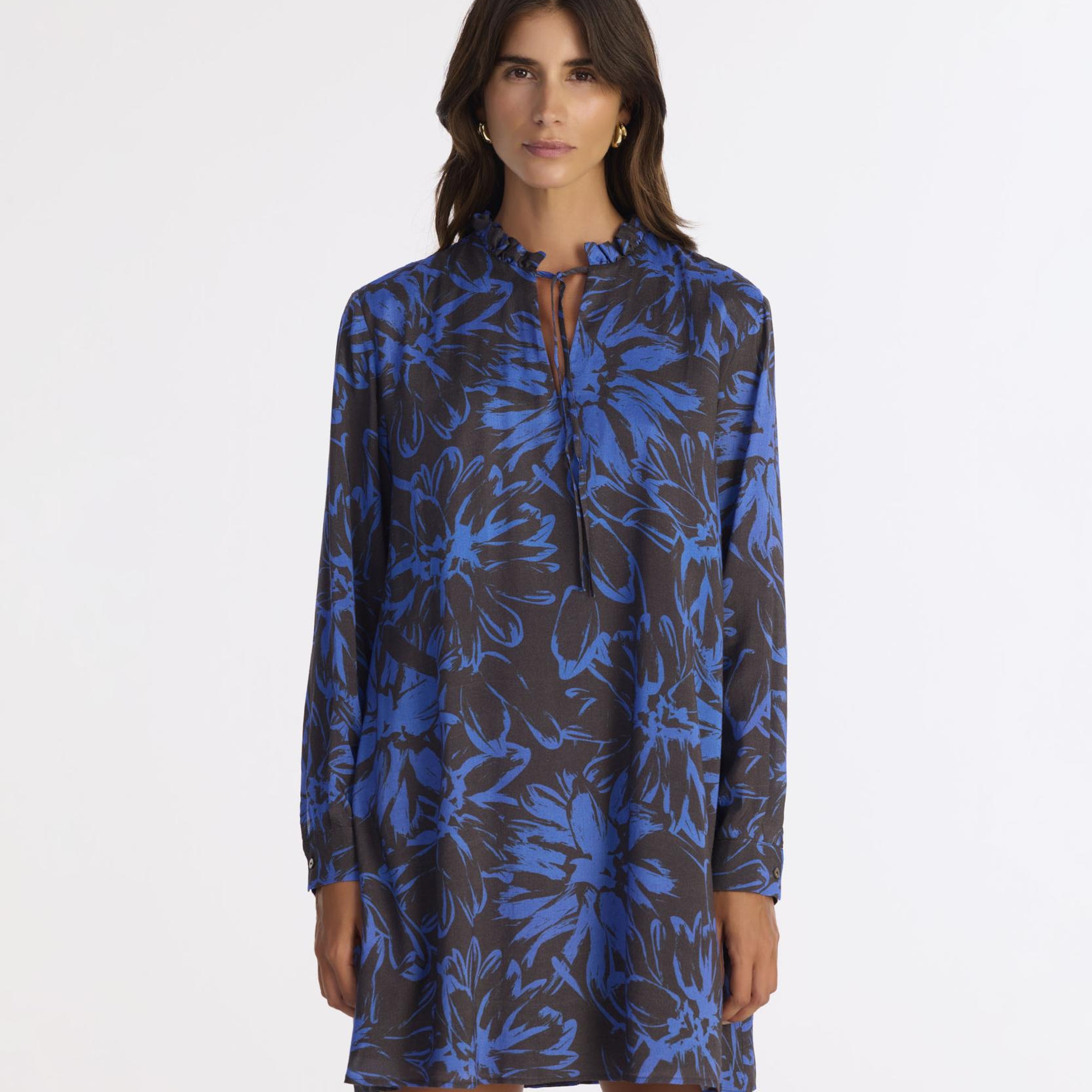 YARGICI Bol Boyundan Bağlamalı Uzun Kol Elbise