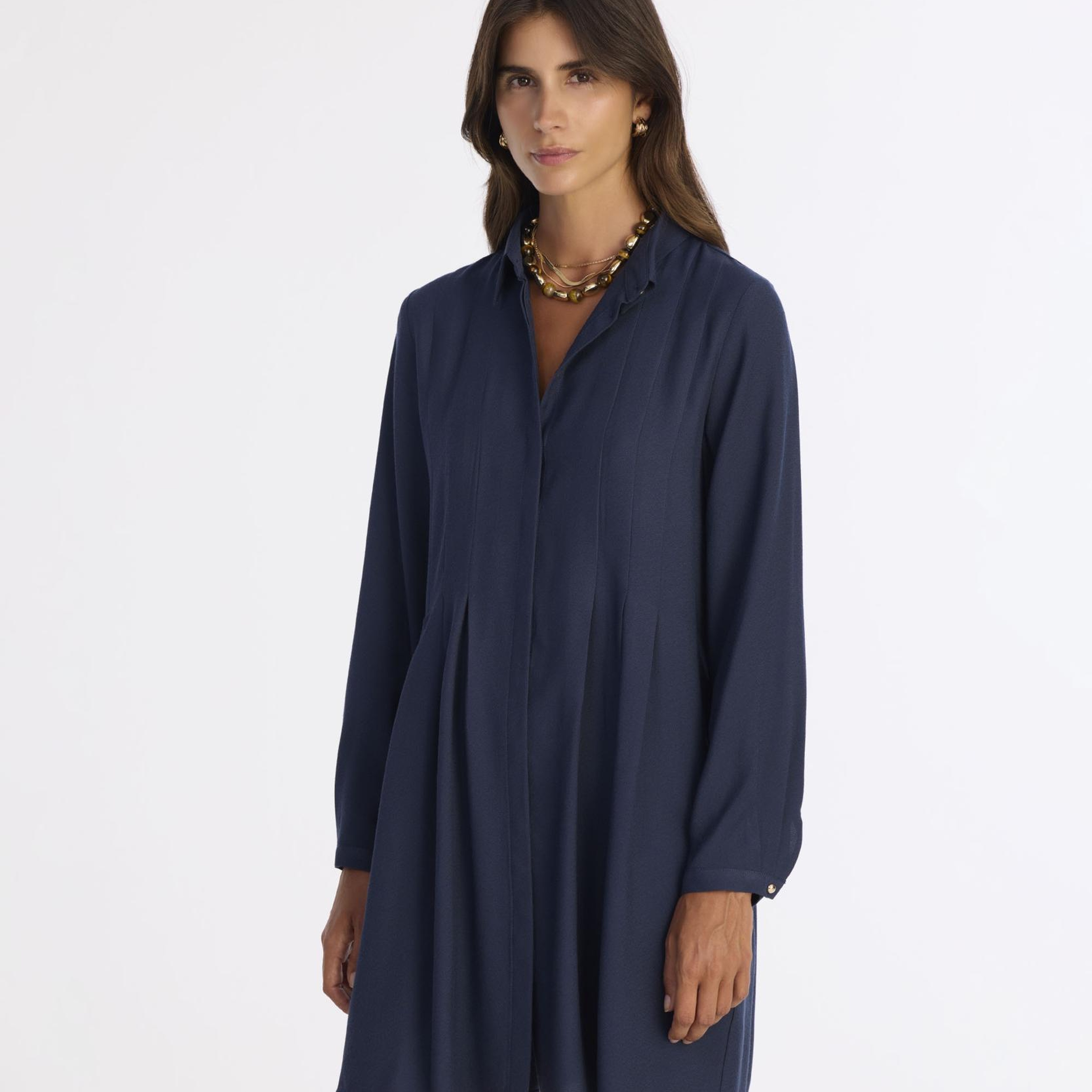 YARGICI Bol Gömlek Yaka Uzun Kol Elbise