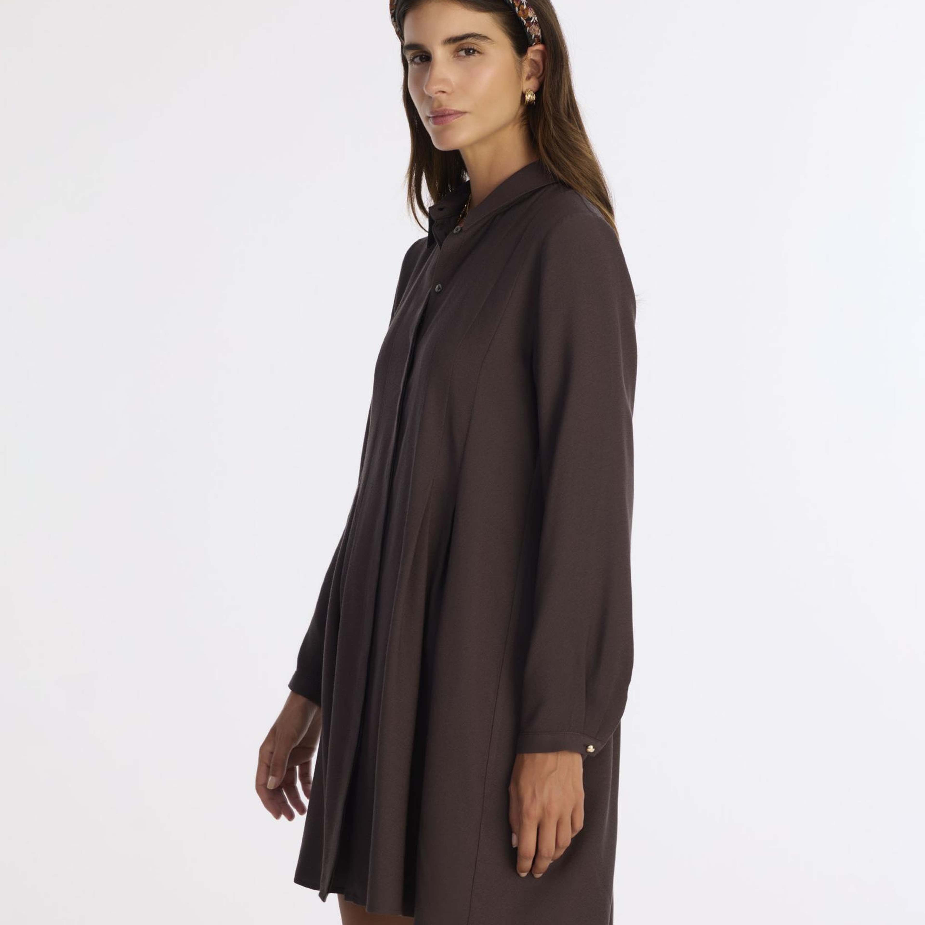 YARGICI Bol Gömlek Yaka Uzun Kol Elbise