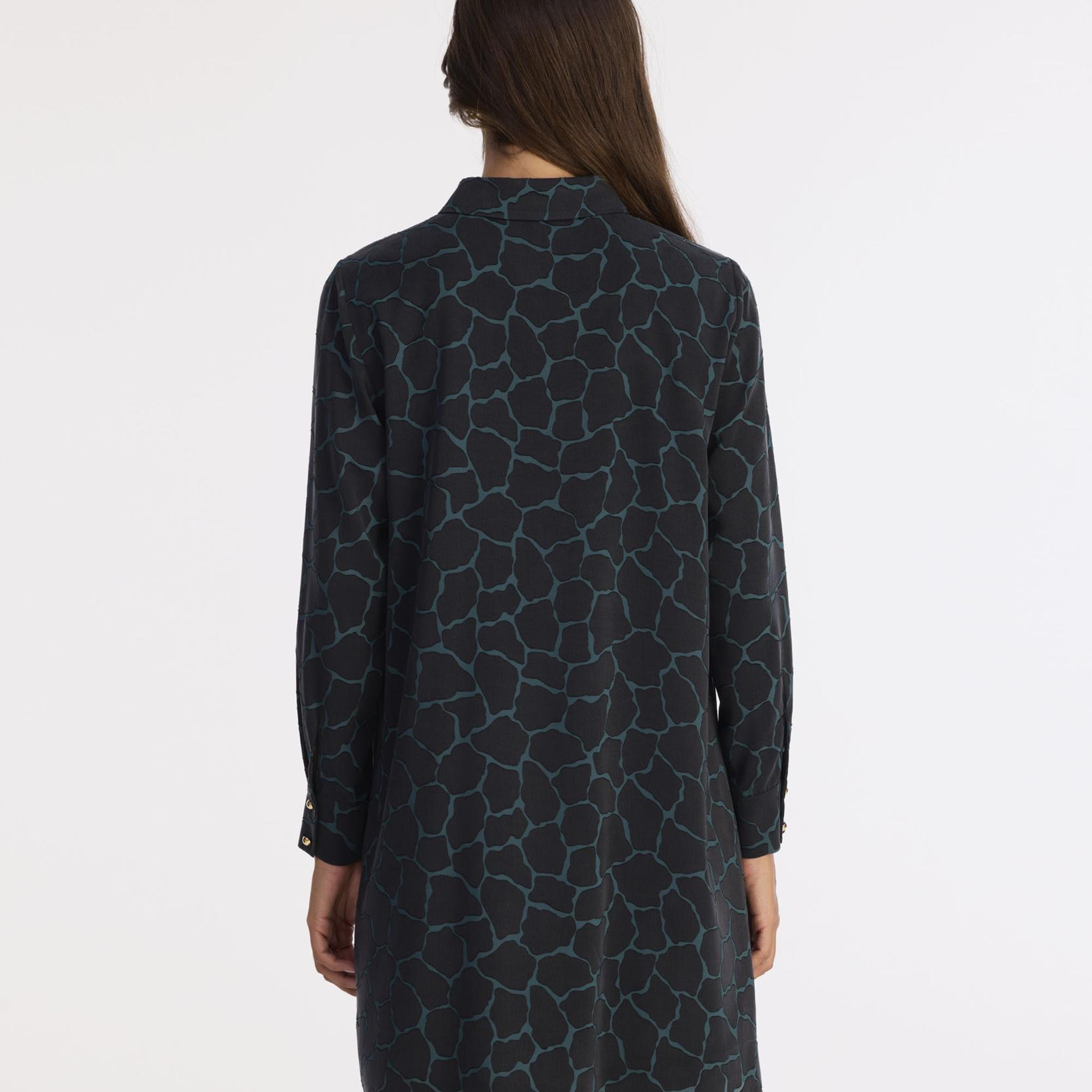 YARGICI A Form Gömlek Yaka Uzun Kol Elbise