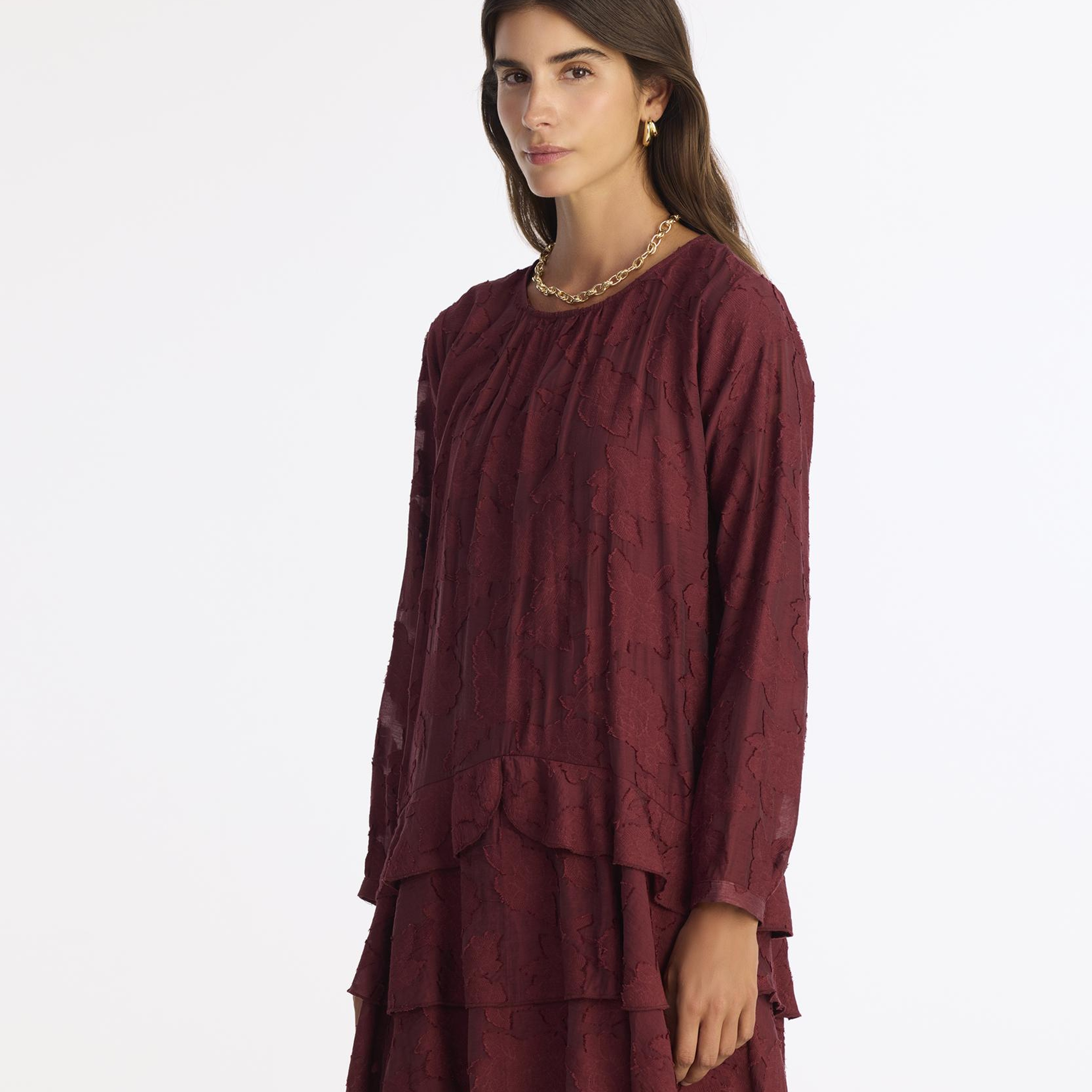 YARGICI Düz Bisiklet Yaka Uzun Kol Elbise