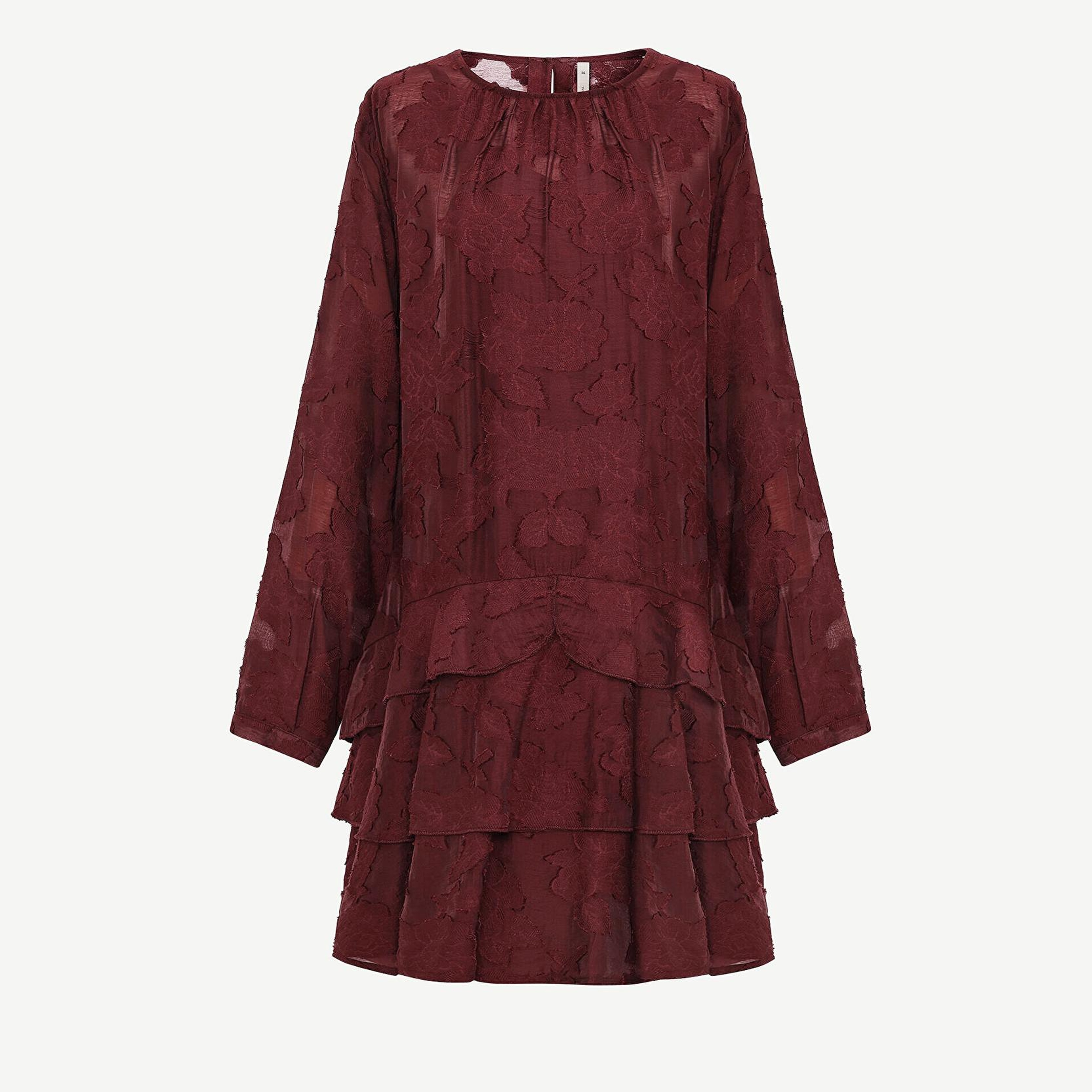 YARGICI Düz Bisiklet Yaka Uzun Kol Elbise