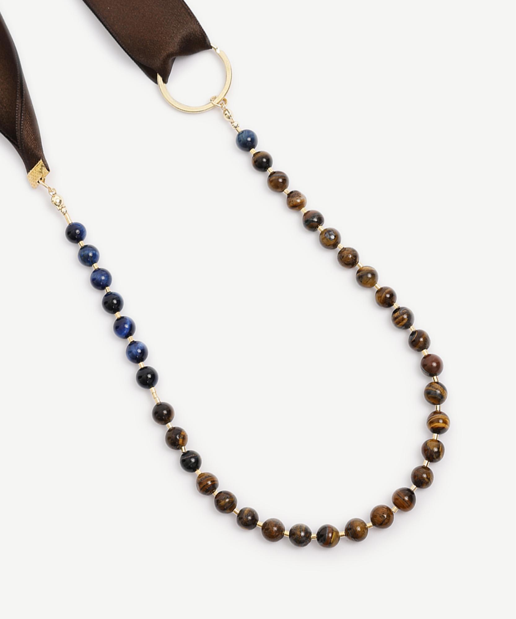 YARGICI Kurdele Detaylı Kaplan Gözü Kolye