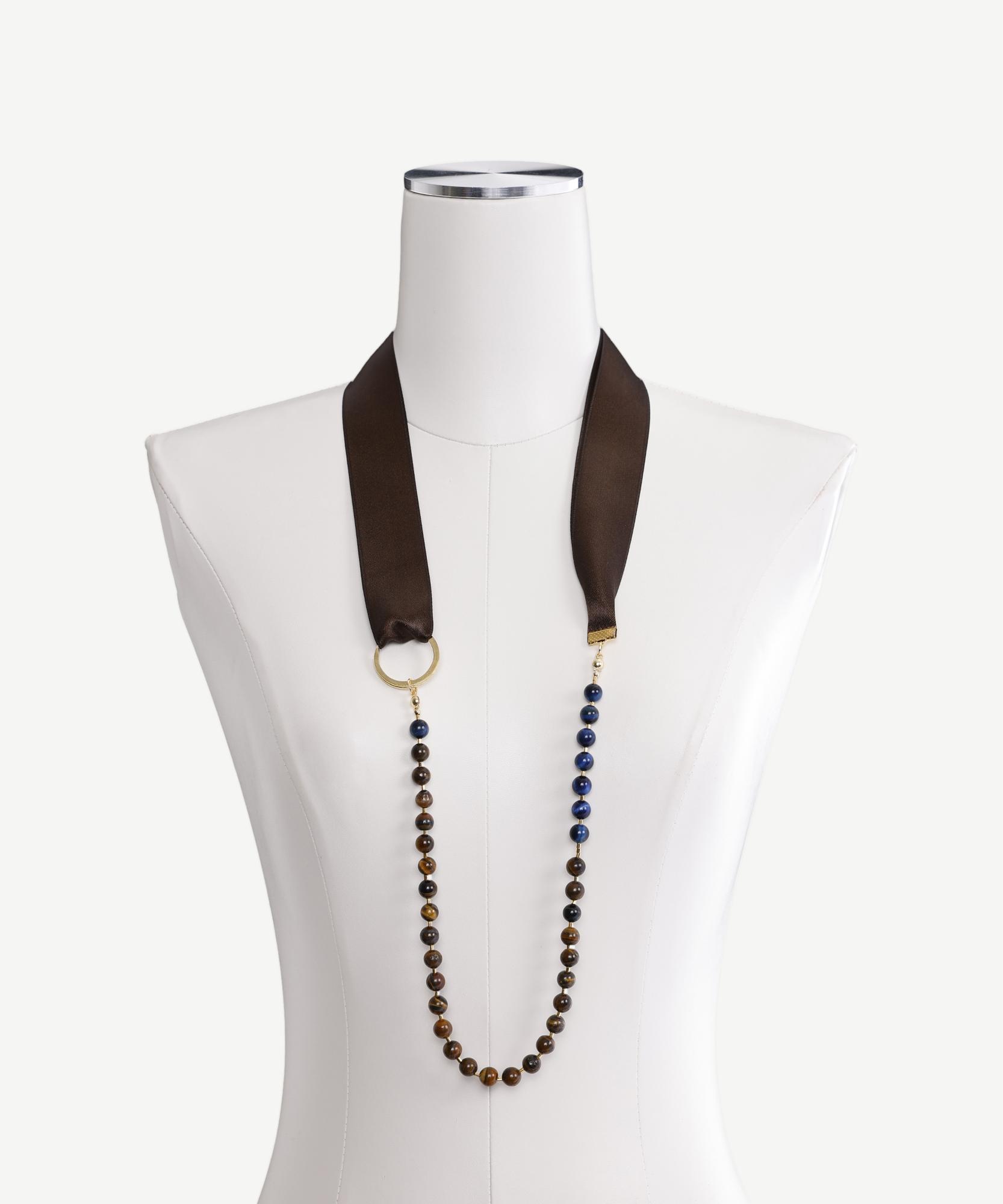 YARGICI Kurdele Detaylı Kaplan Gözü Kolye