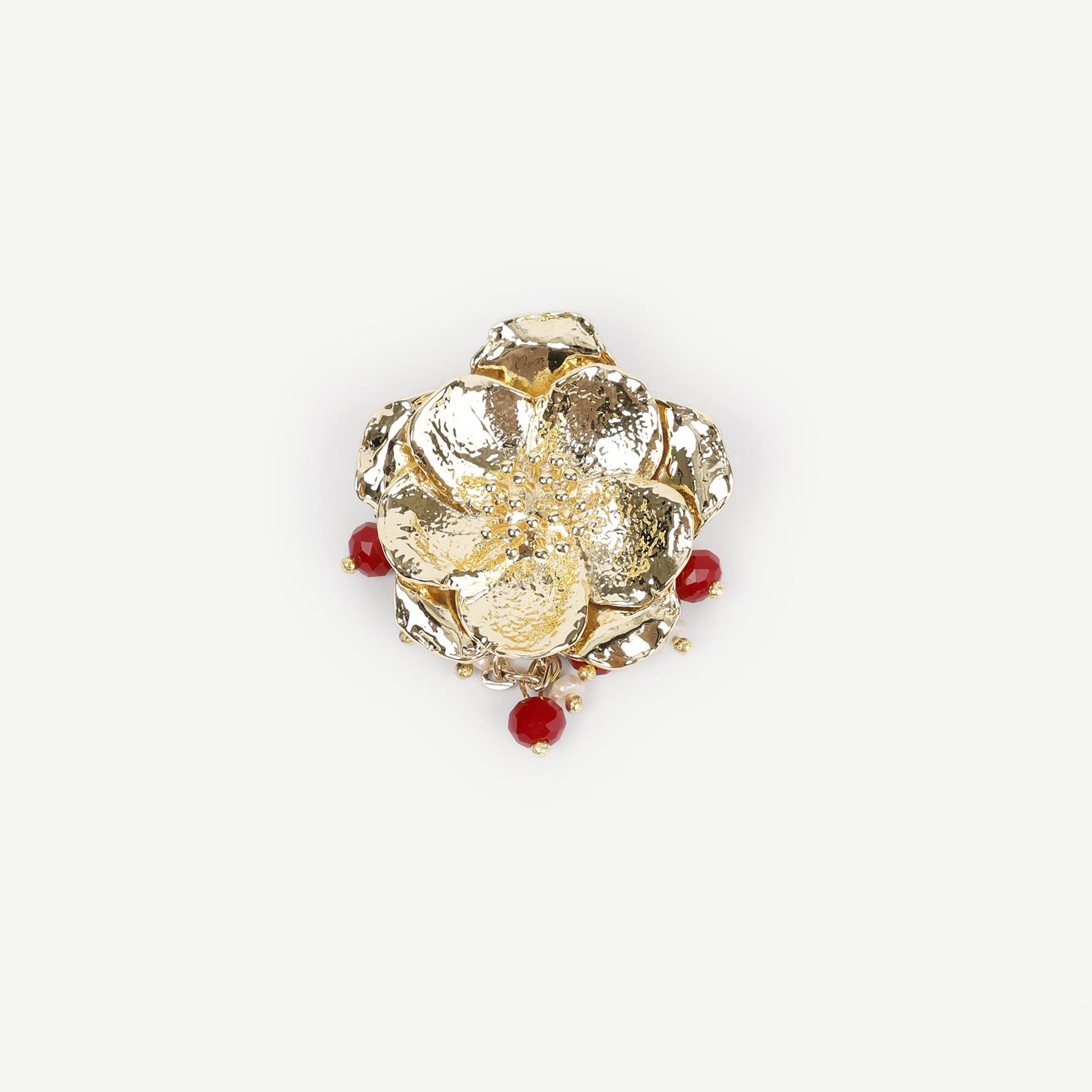 YARGICI Çiçek Figürlü Ve İnci Detaylı Broş