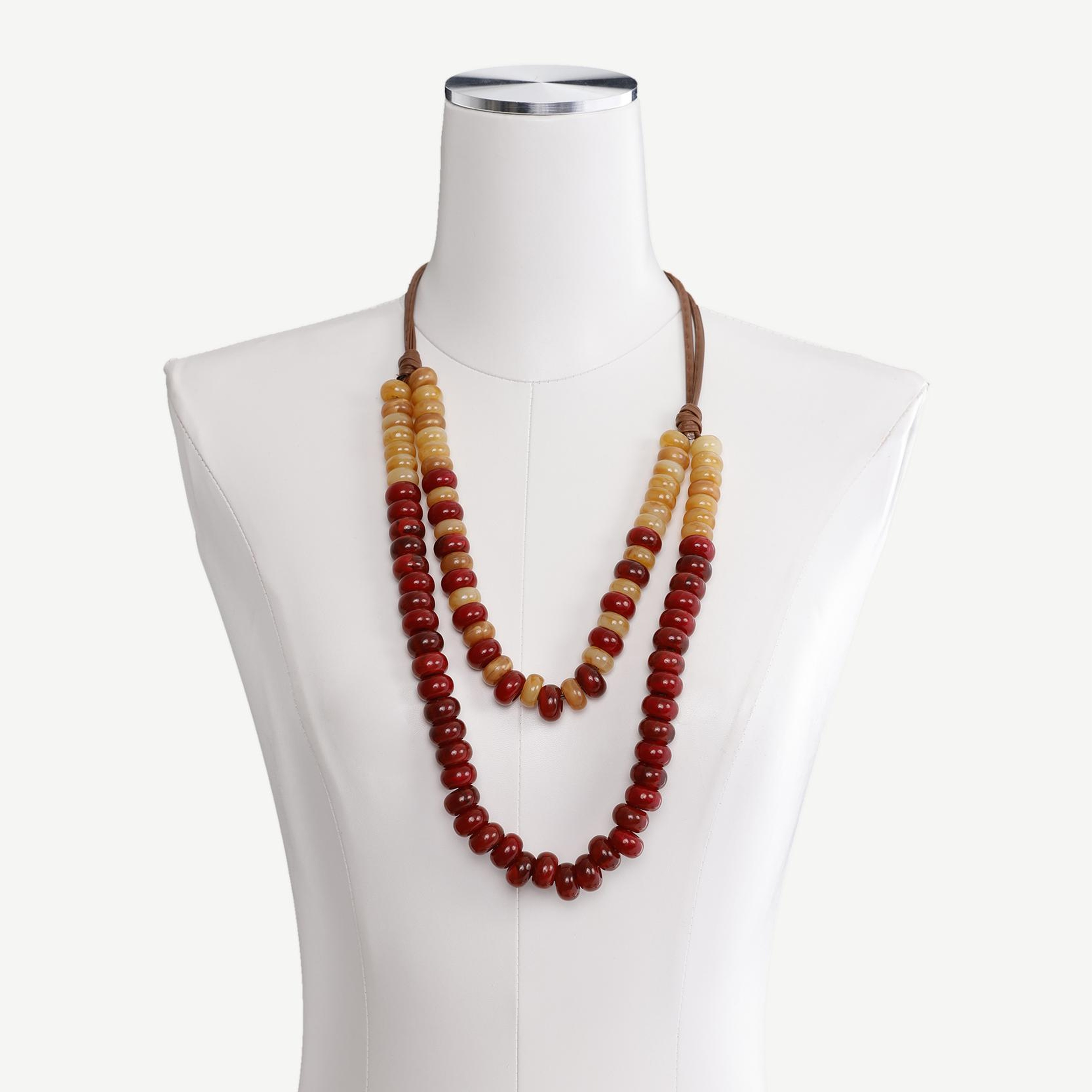 YARGICI İki Sıralı Uzun Ahşap Kolye