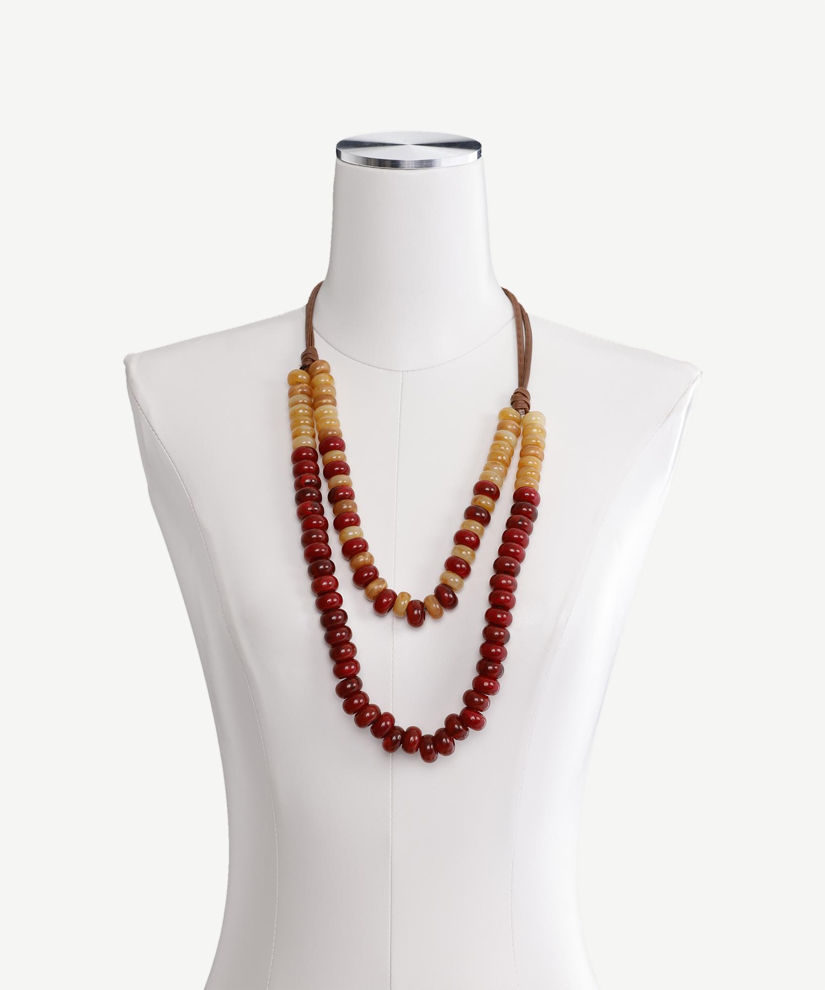 YARGICI İki Sıralı Uzun Ahşap Kolye