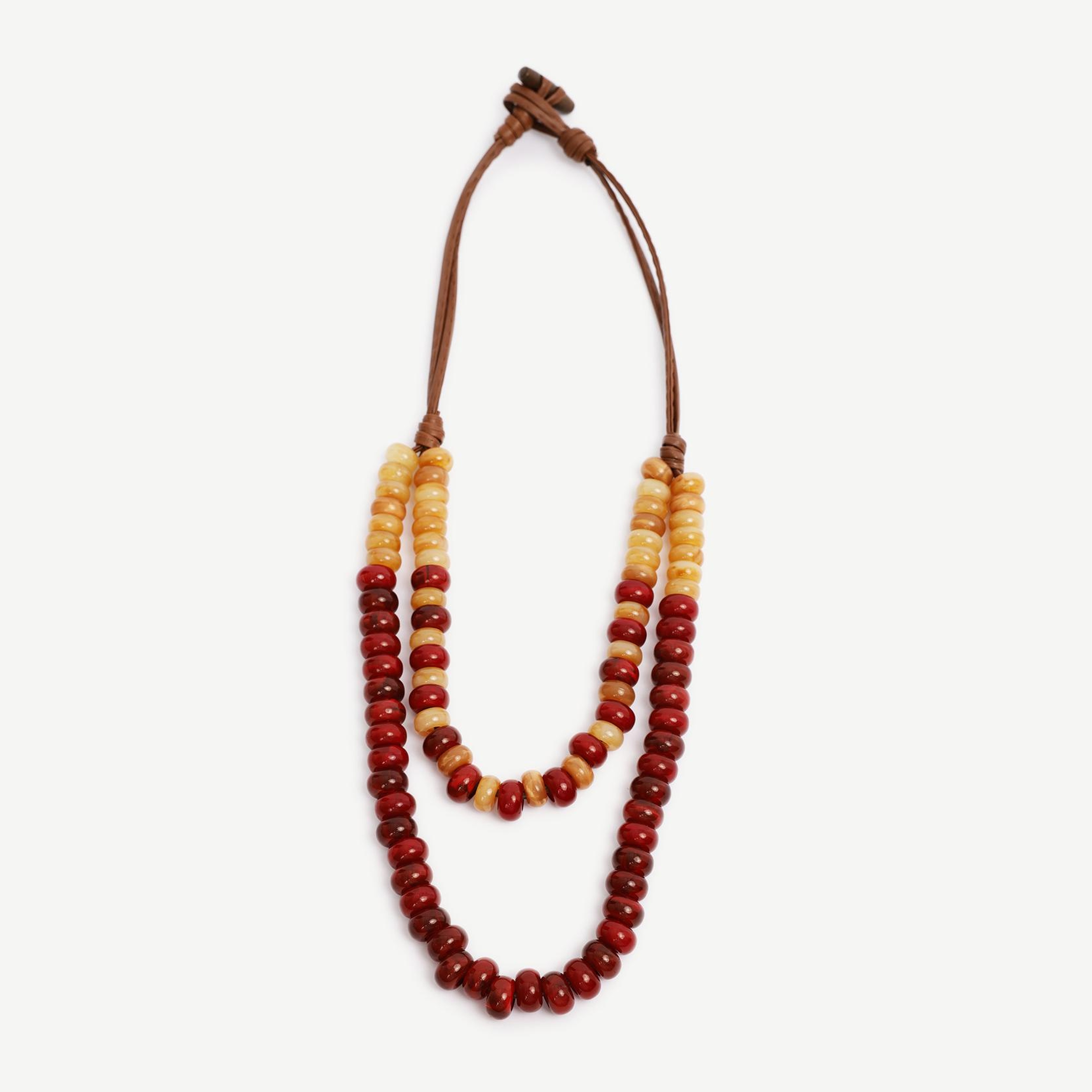 YARGICI İki Sıralı Uzun Ahşap Kolye