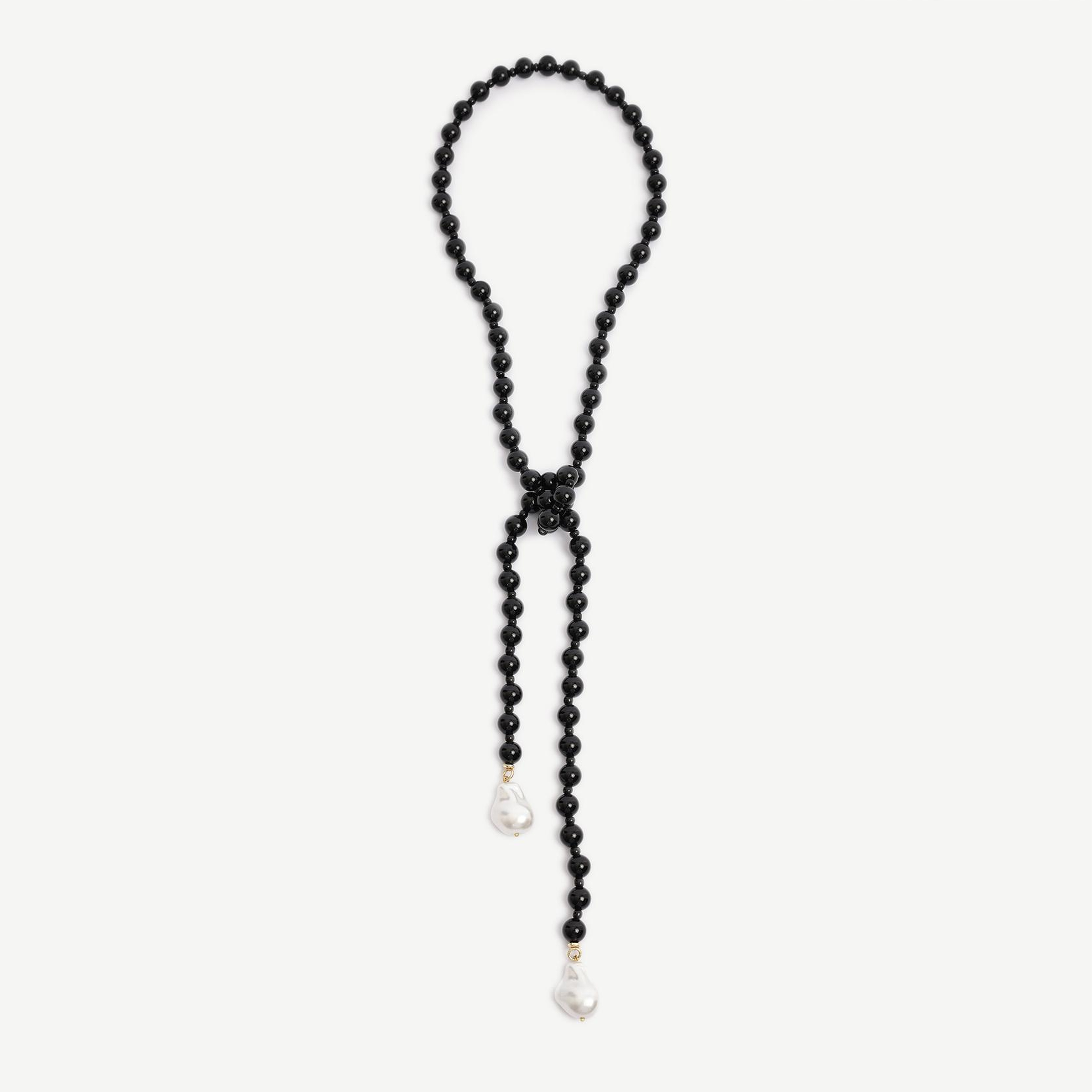 YARGICI Oniks Taşlı Ve Mayorka İncili Uzun Kolye