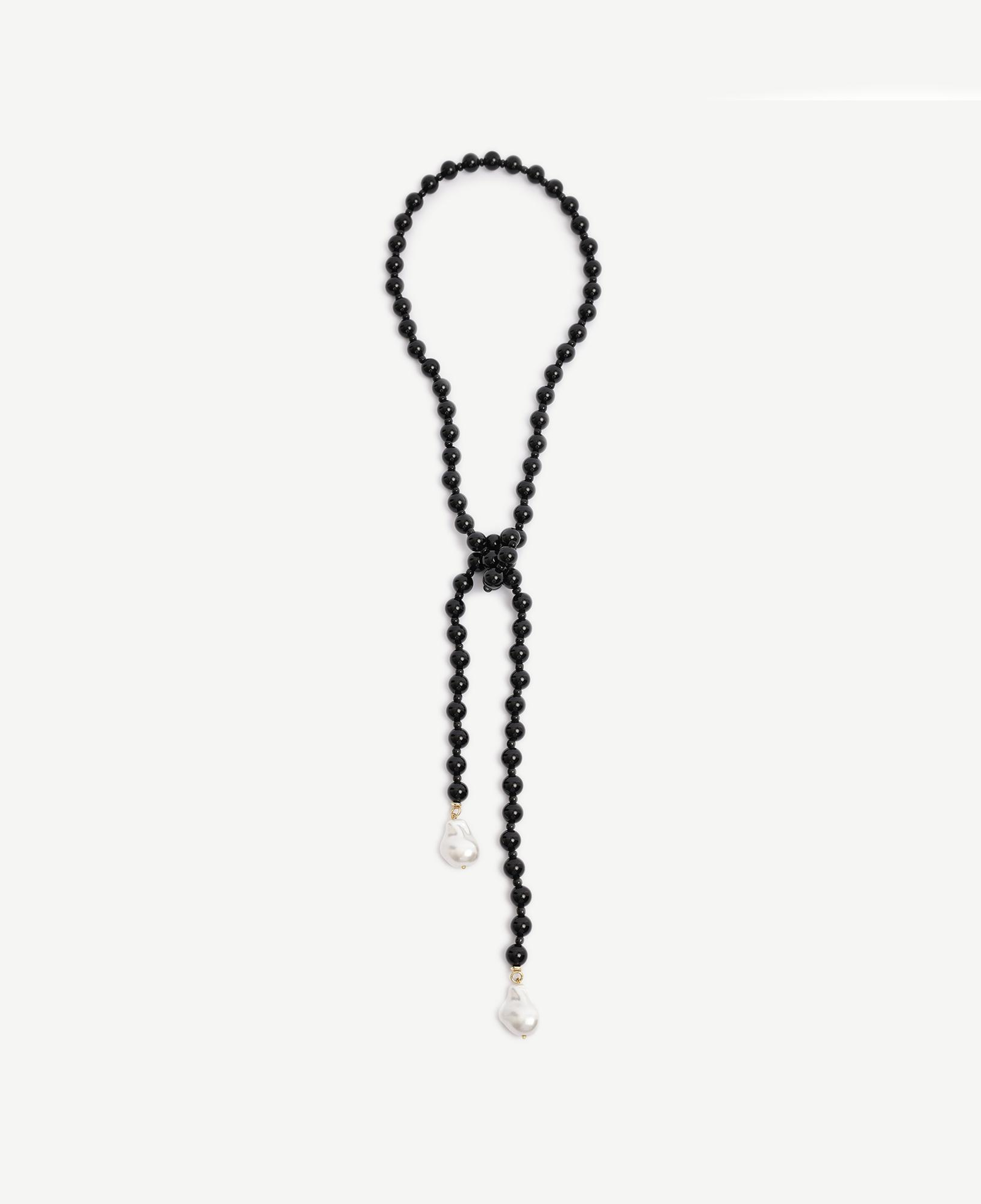 YARGICI Oniks Taşlı Ve Mayorka İncili Uzun Kolye