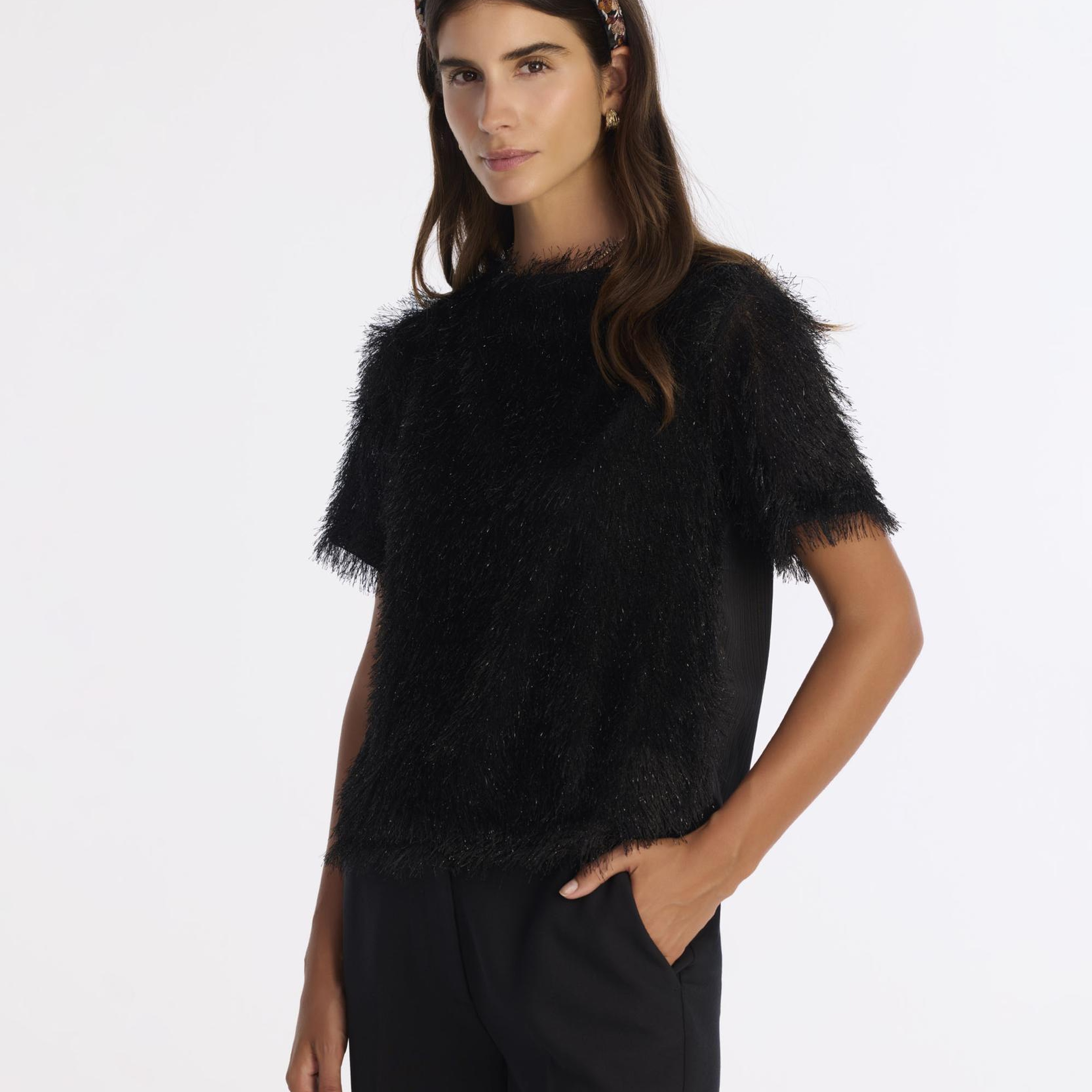 YARGICI Kayık Yaka Kısa Kollu Bluz