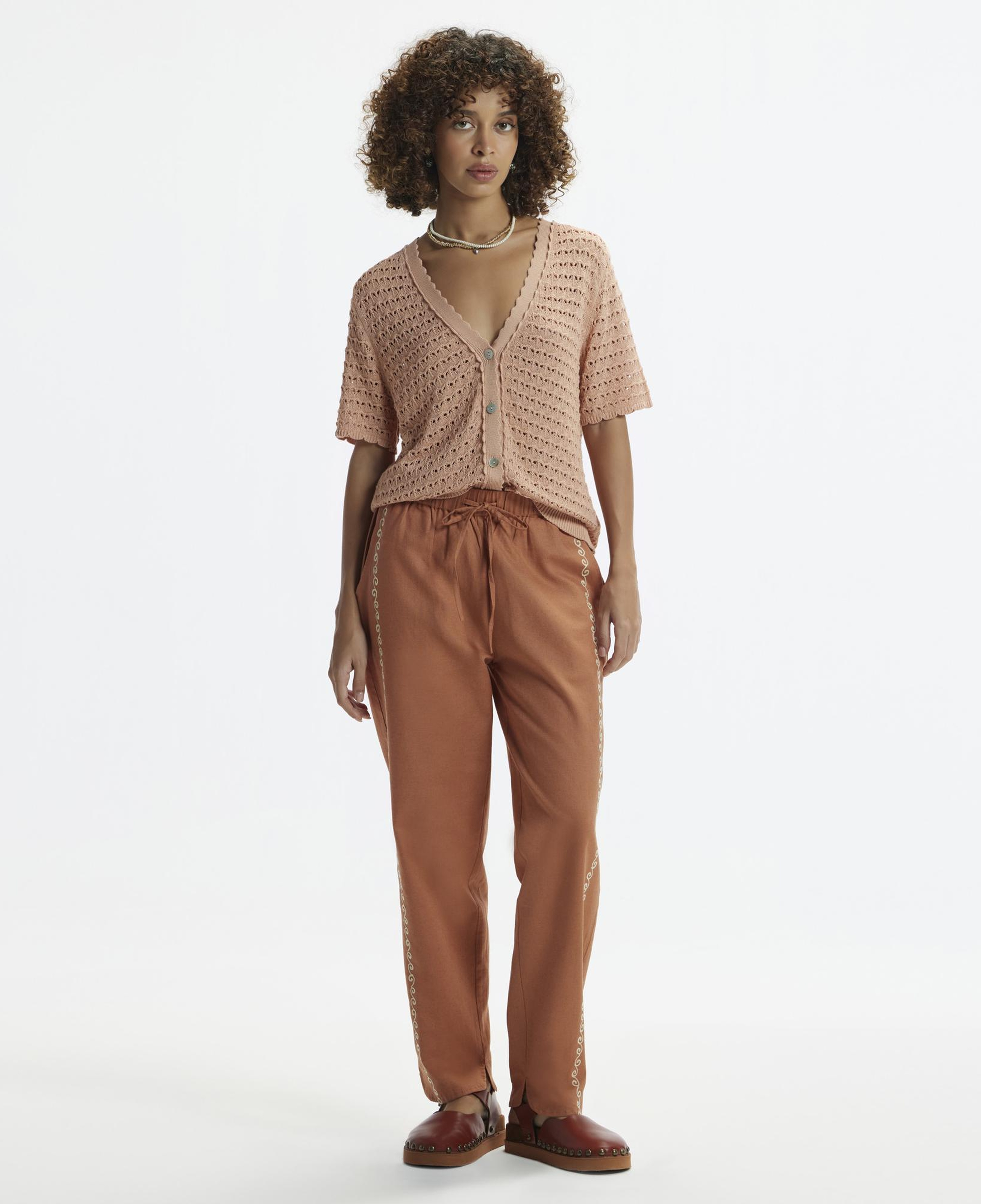 YARGICI Beli Lastikli Nakış Detaylı Pantolon