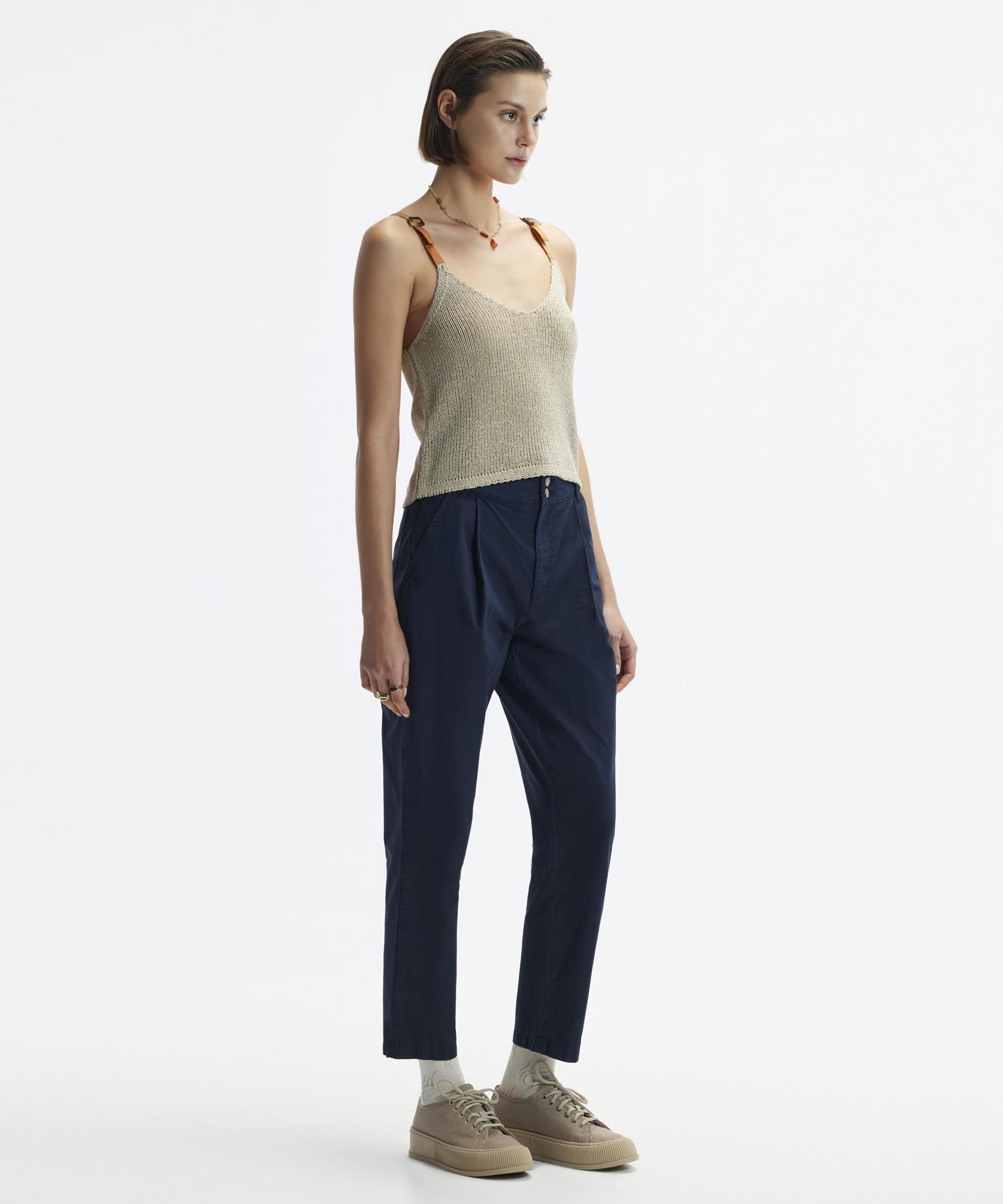 YARGICI Düz Kesim Kalın Kemerli Pensli Pantolon