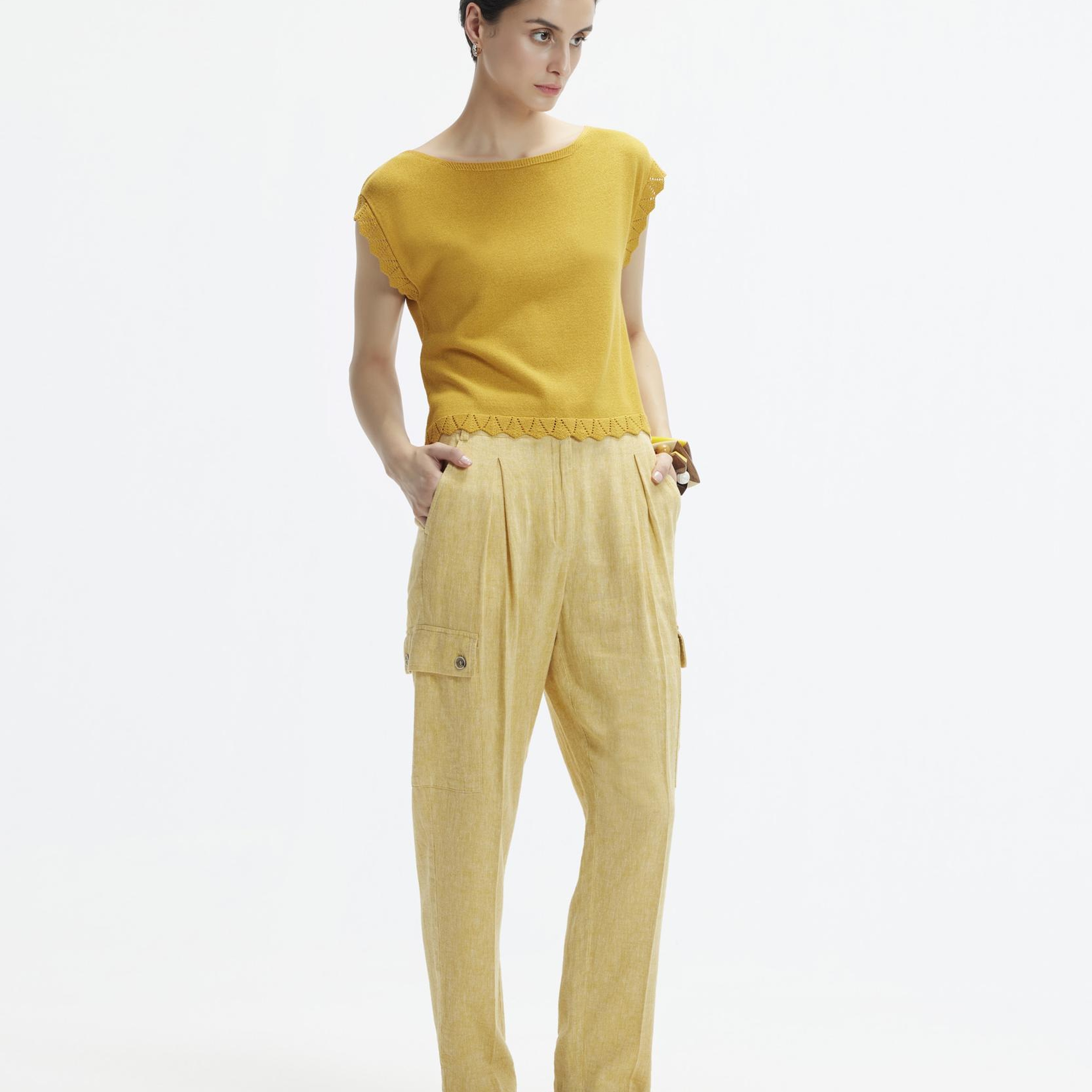 YARGICI Düz Kesim Kırma Detaylı Kargo Pantolon