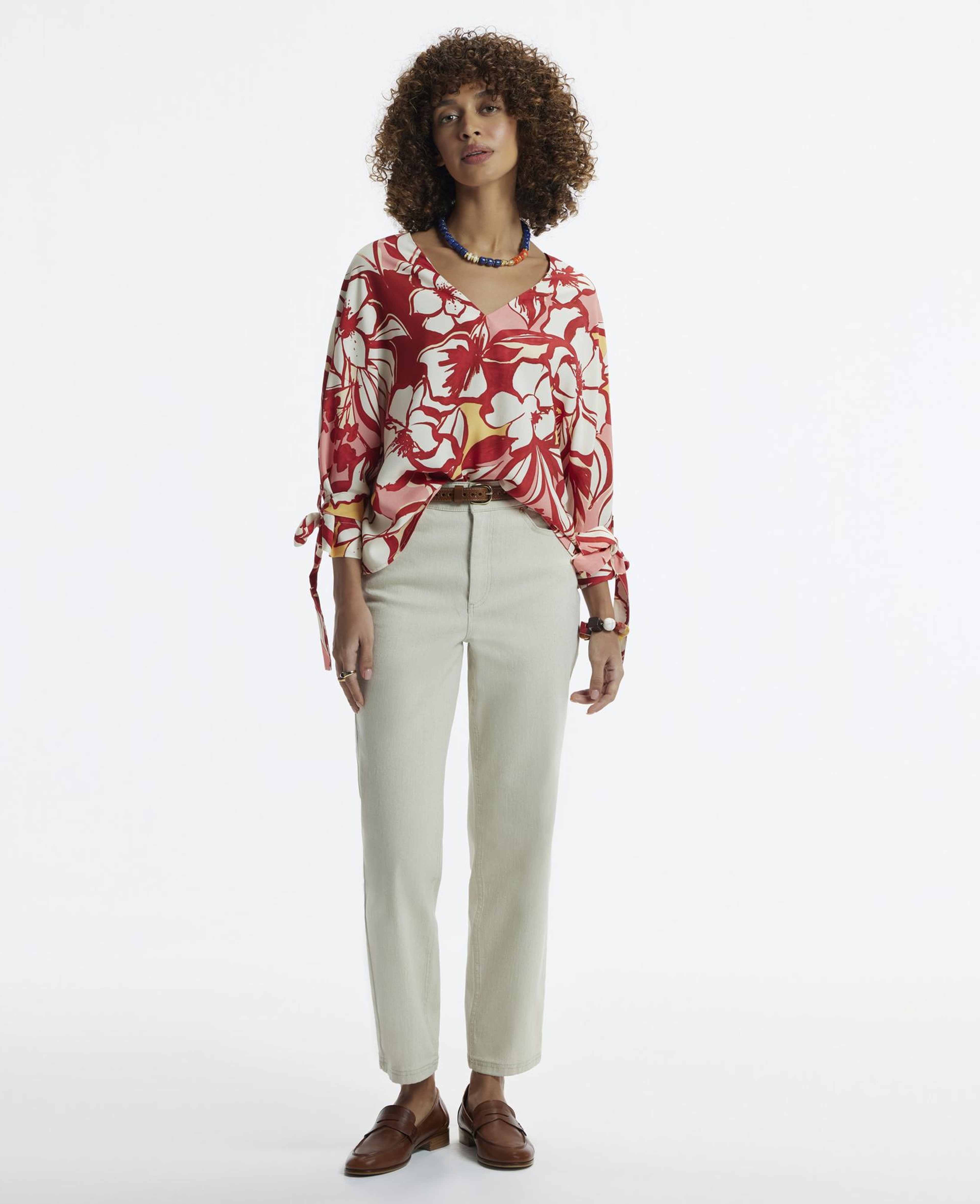 YARGICI V Yakalı Manşeti Bağlamalı Bluz