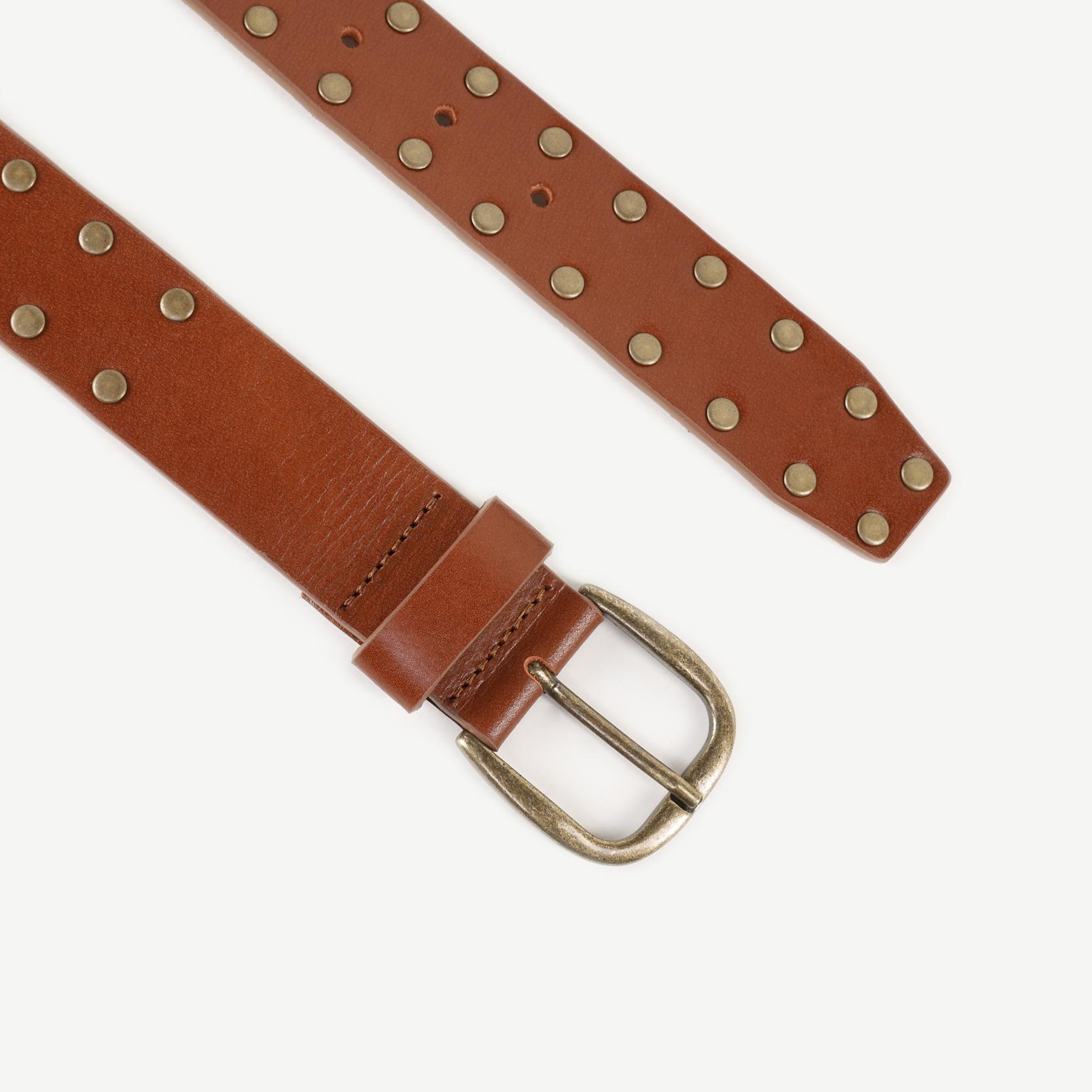 YARGICI Metal Pimli Deri Kemer