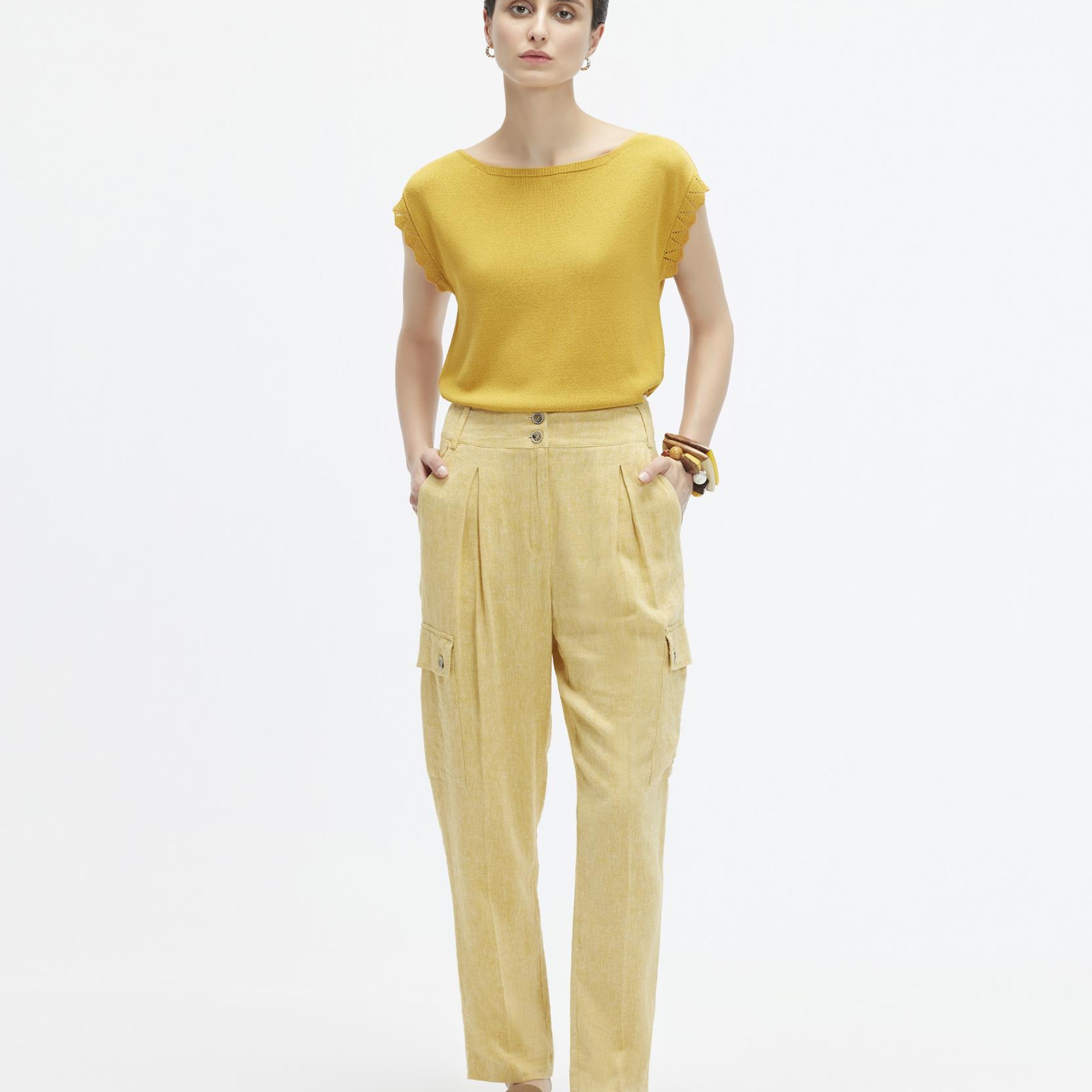 YARGICI Düz Kesim Kırma Detaylı Kargo Pantolon