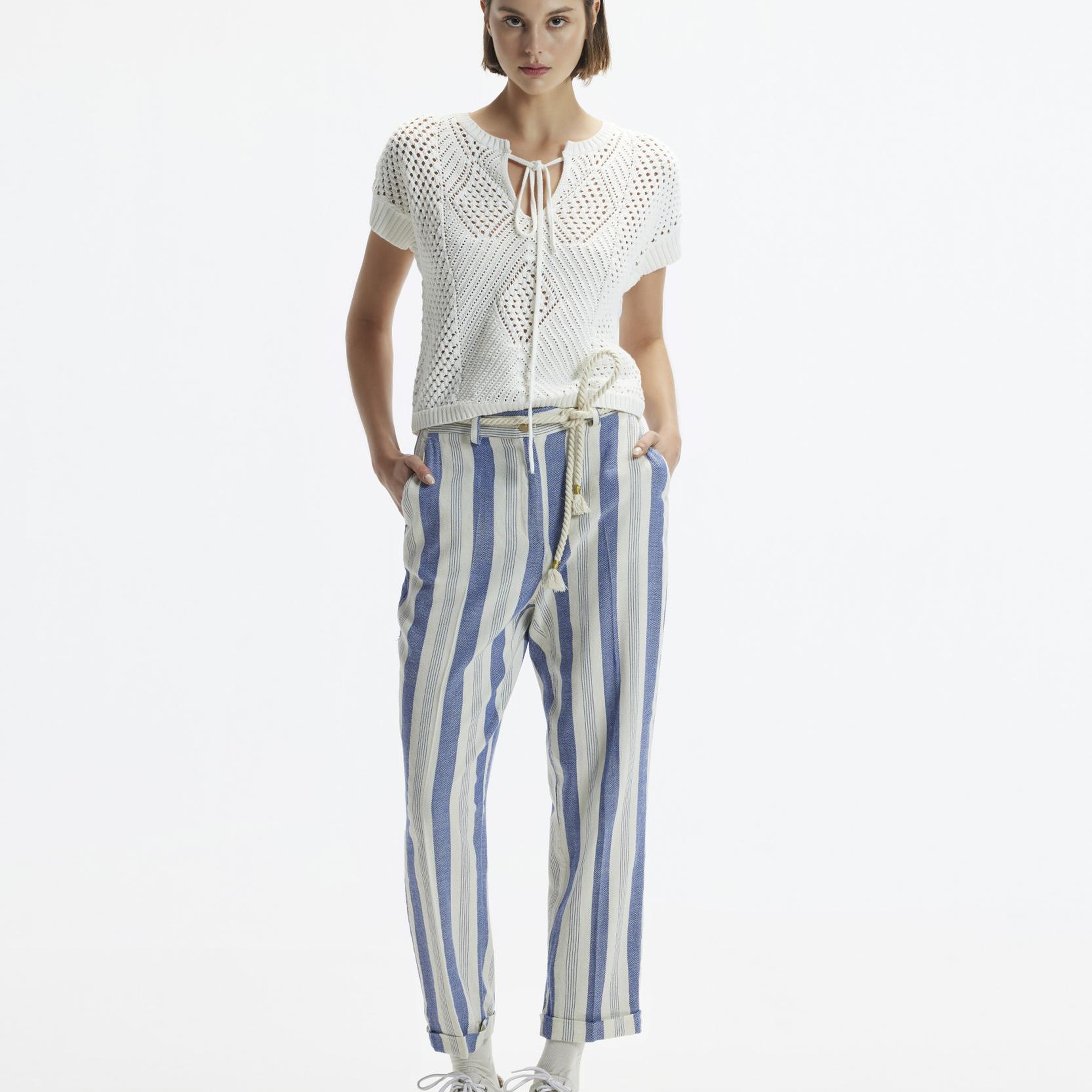 YARGICI Düz Kesim Duble Paça Kemerli Pantolon