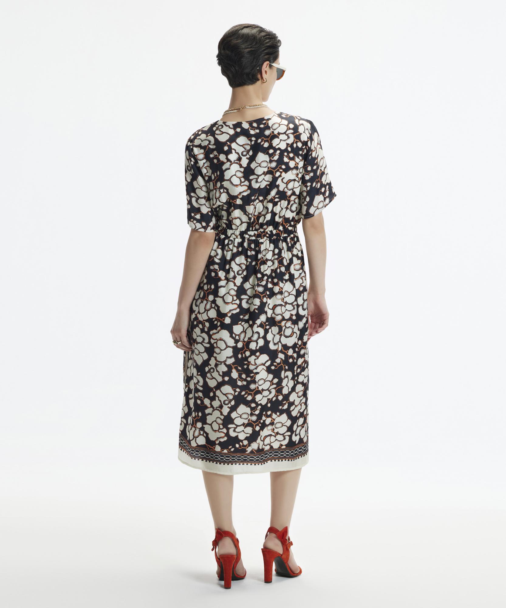 YARGICI V Yaka Kısa Kollu Midi Boy  Elbise