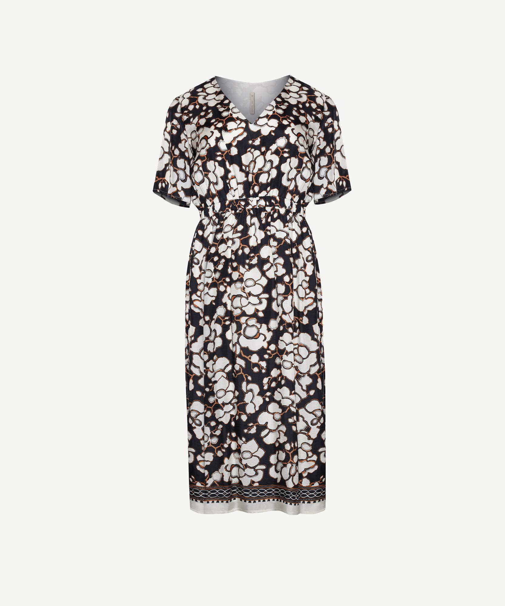 YARGICI V Yaka Kısa Kollu Midi Boy  Elbise