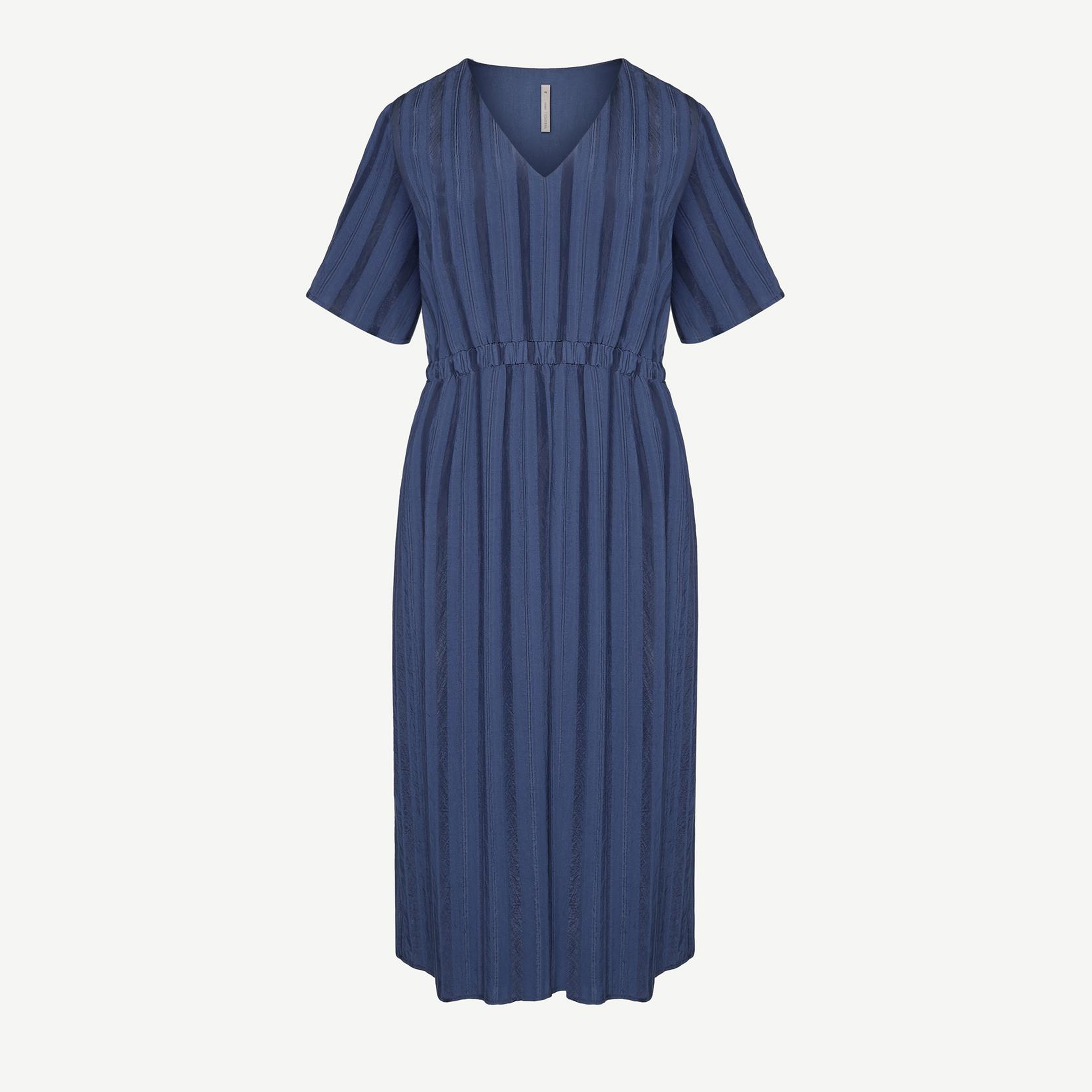 YARGICI V Yaka Kısa Kollu Midi Boy  Elbise