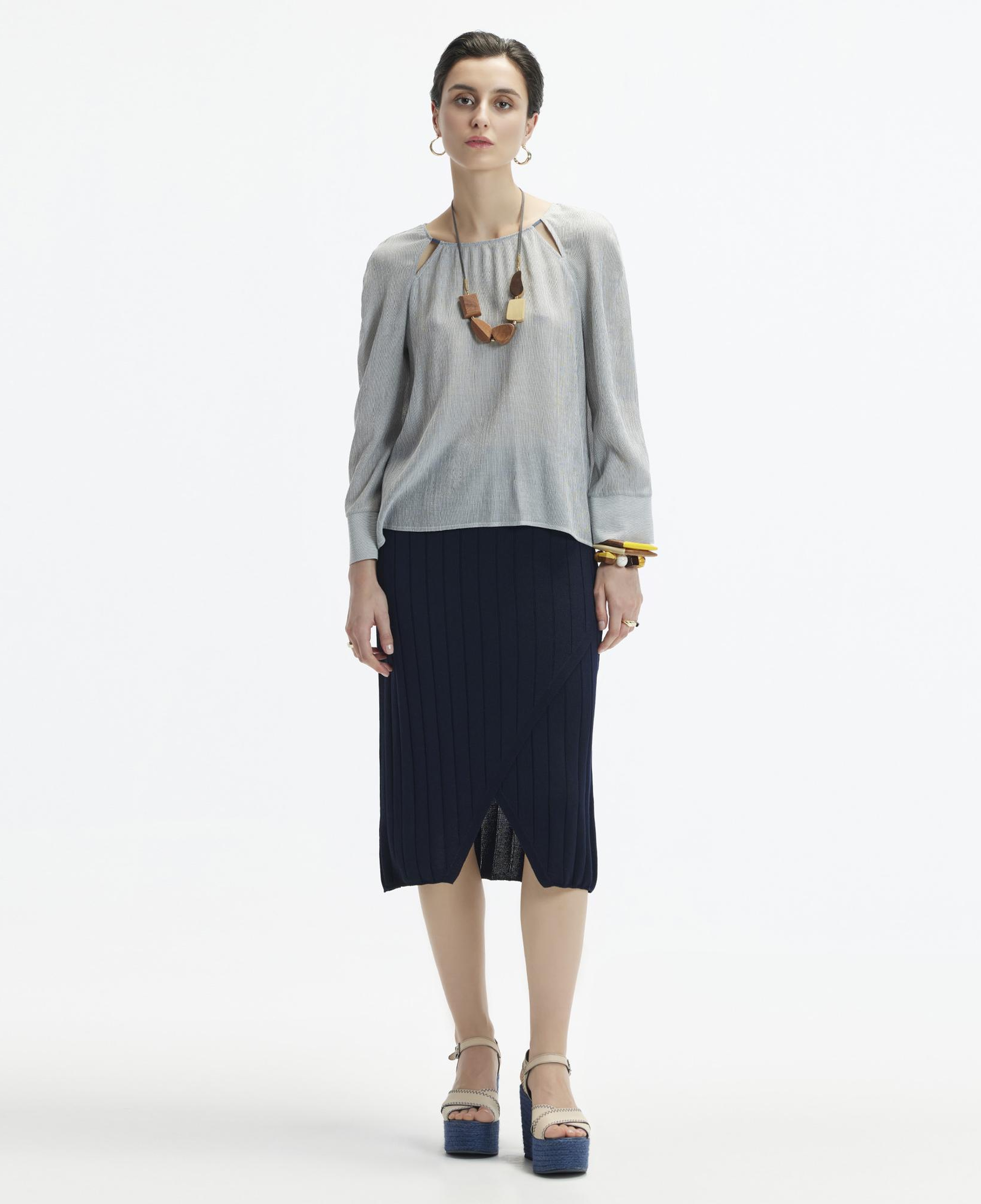 YARGICI Yırtmaçlı Dizaltı Triko Etek