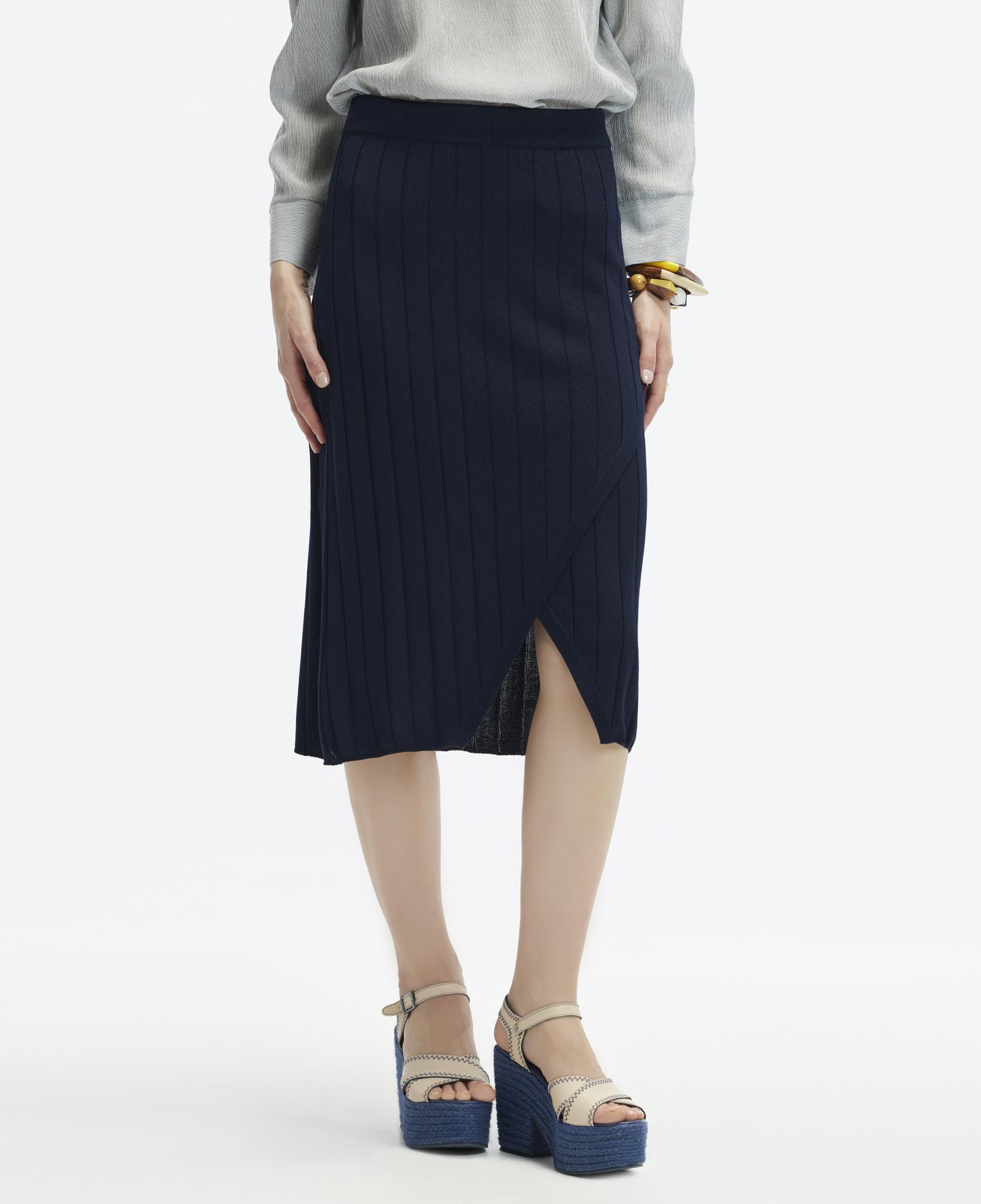 YARGICI Yırtmaçlı Dizaltı Triko Etek