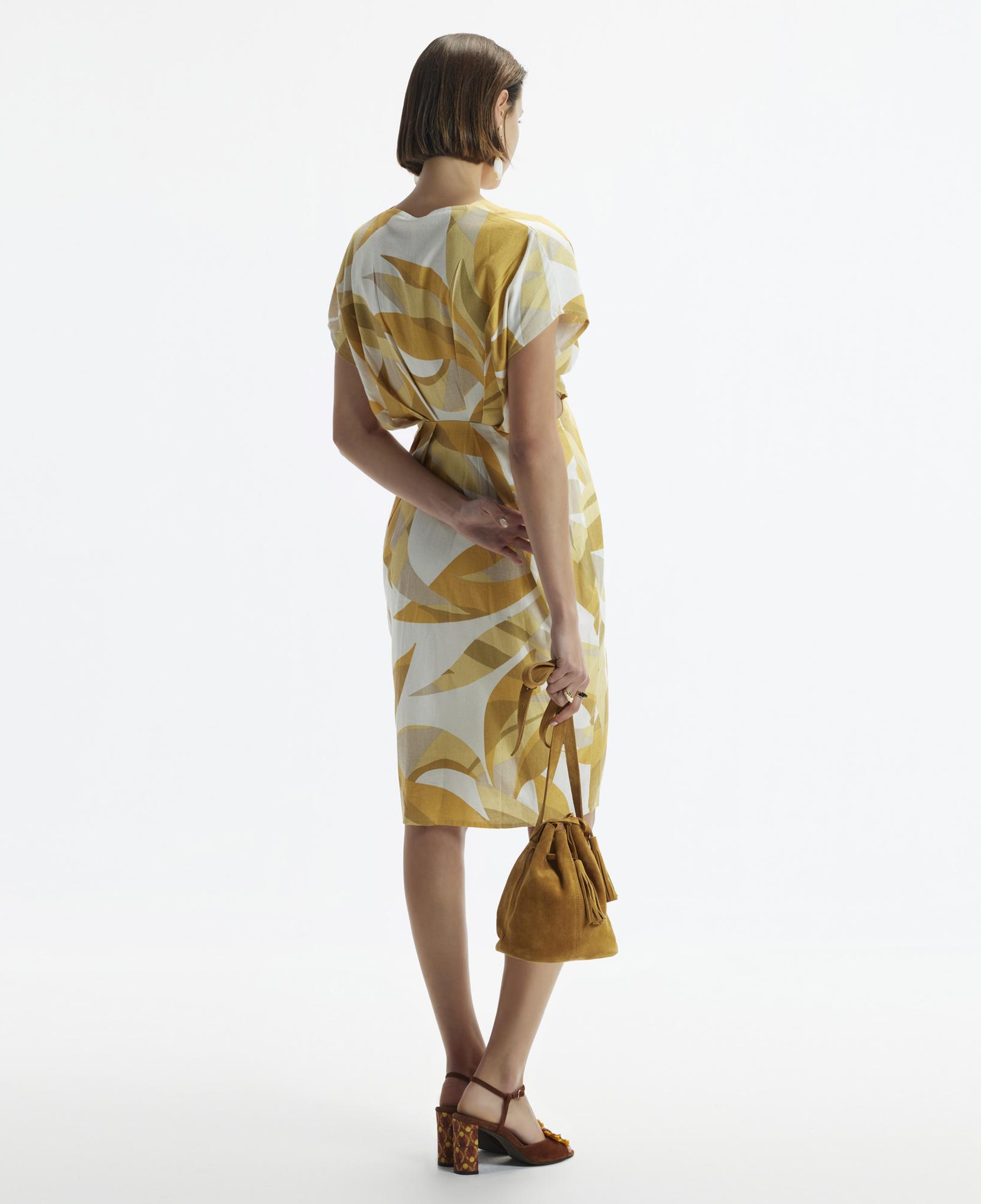 YARGICI V Yaka Kısa Kollu Beli Dekolte Kısa Elbise