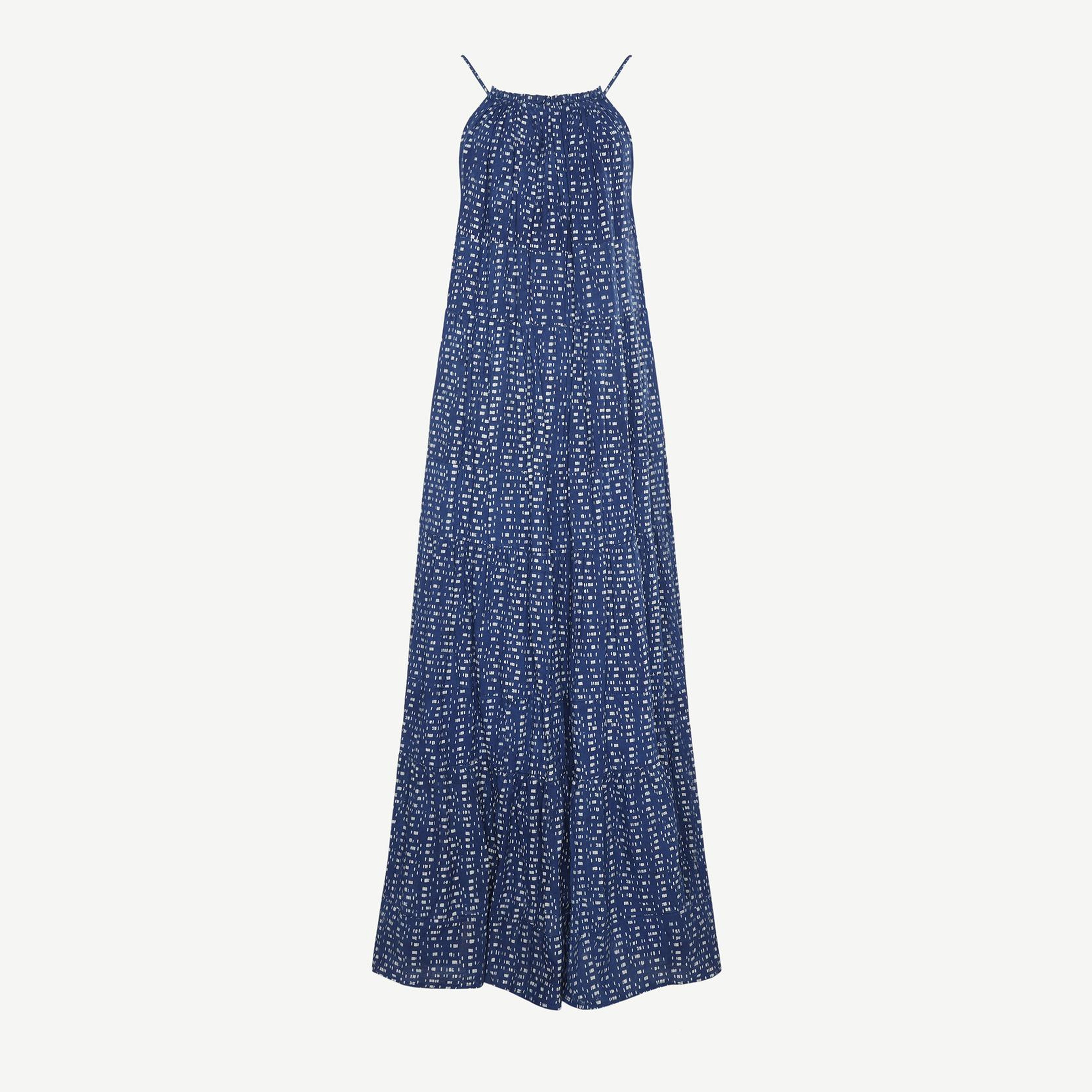 YARGICI Kolsuz Halter Yaka Önden Bağlamalı Uzun Elbise