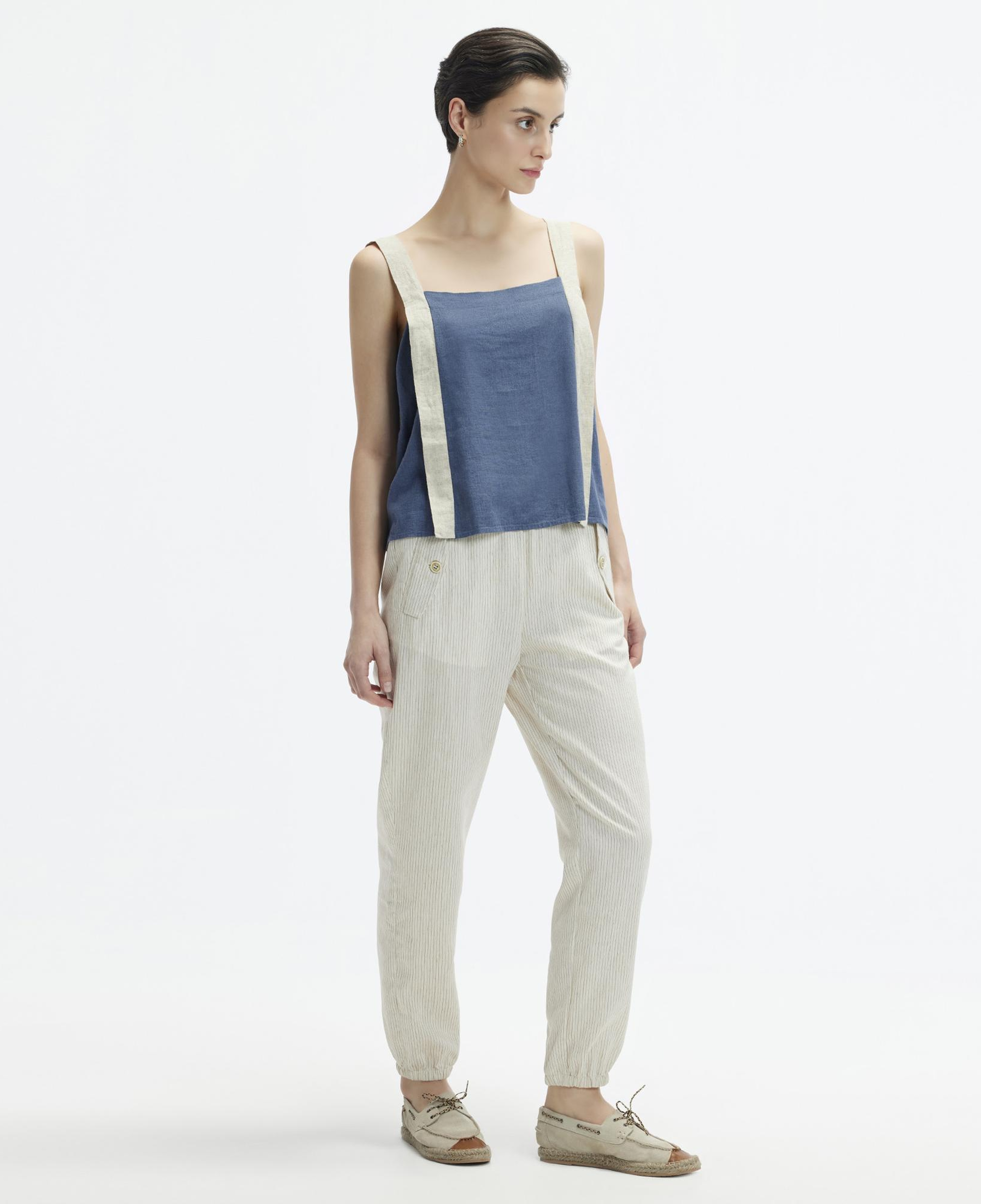 YARGICI Kontrast Askılı Kare Yaka Bluz