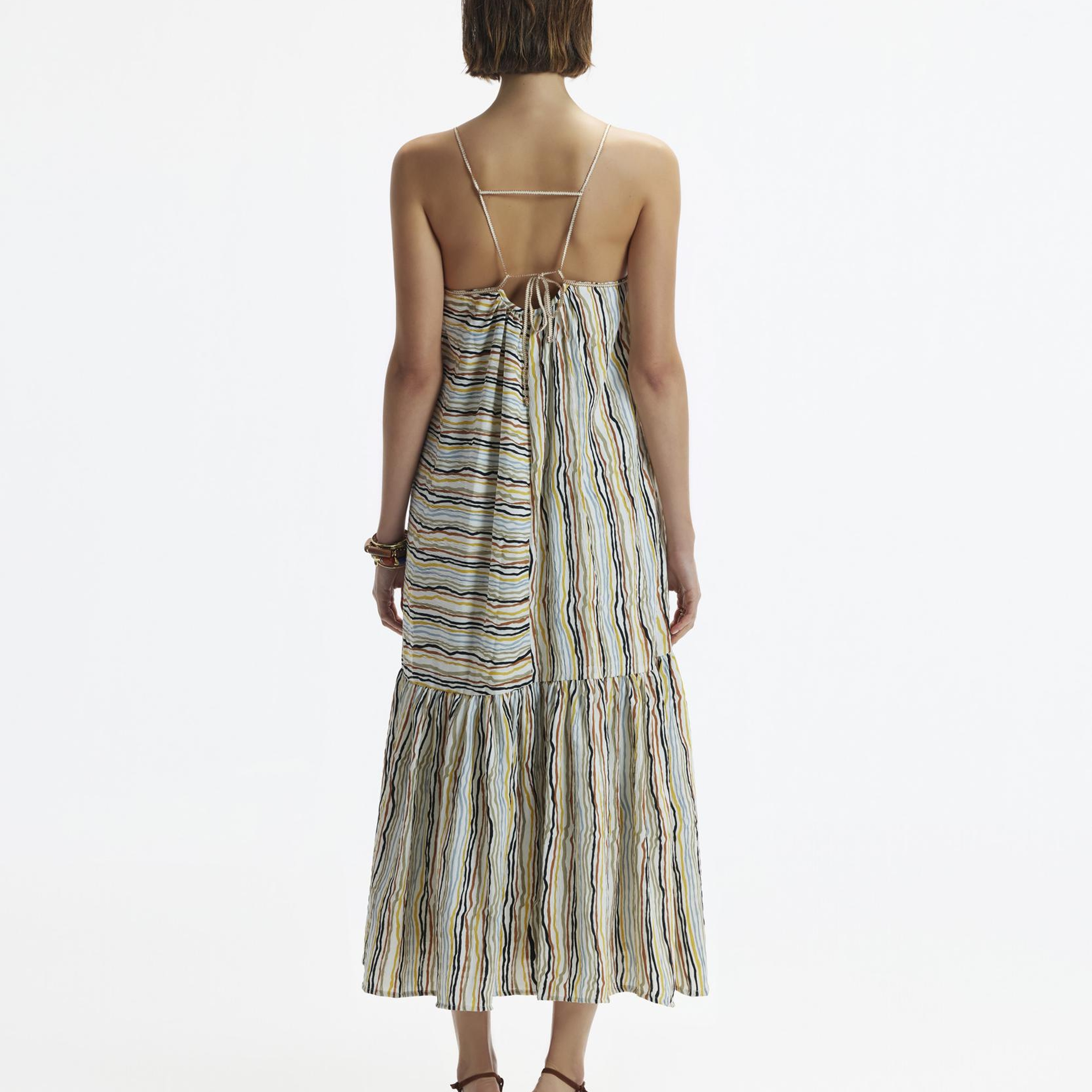 YARGICI Askılı Arkası Bağlama Detaylı Uzun Elbise