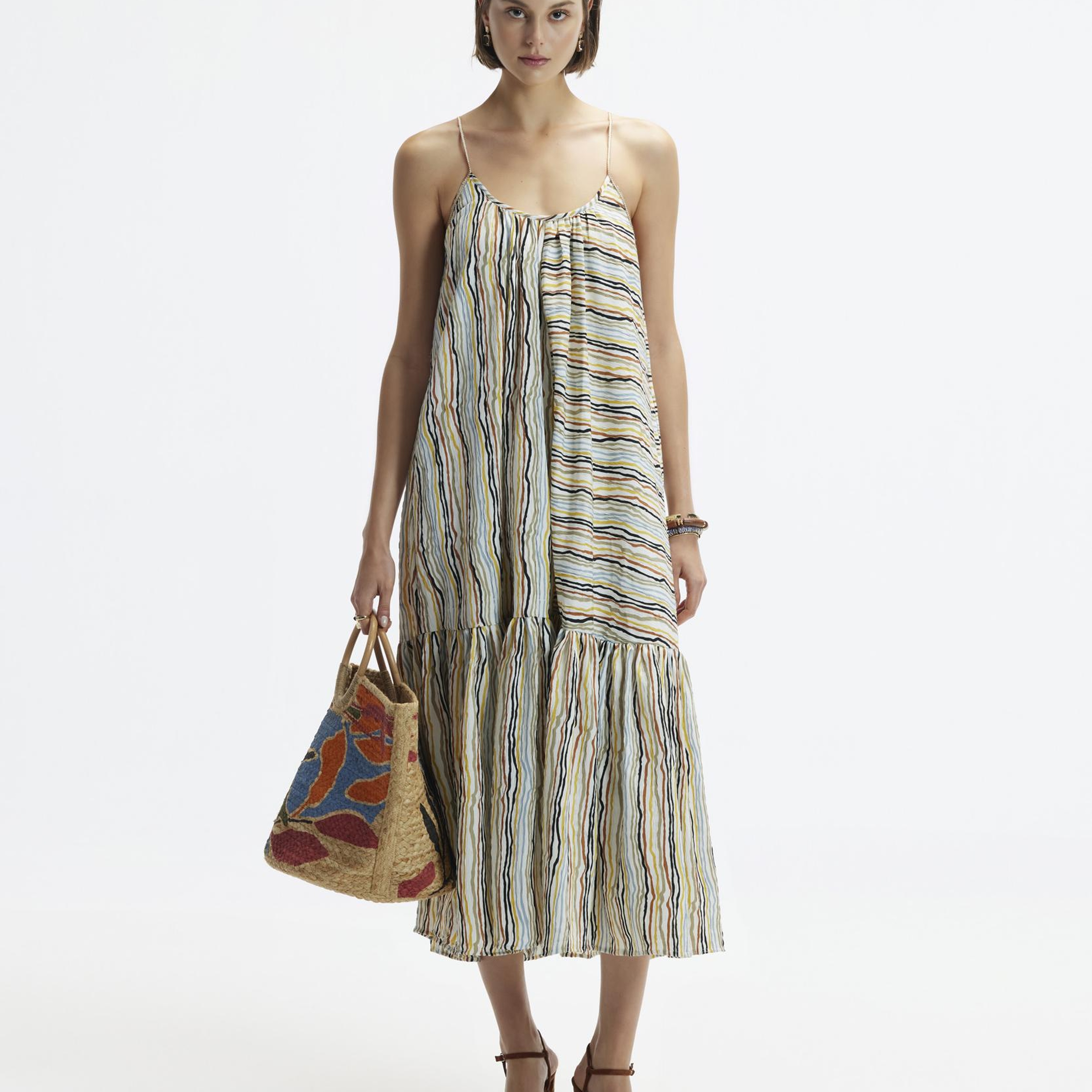 YARGICI Askılı Arkası Bağlama Detaylı Uzun Elbise