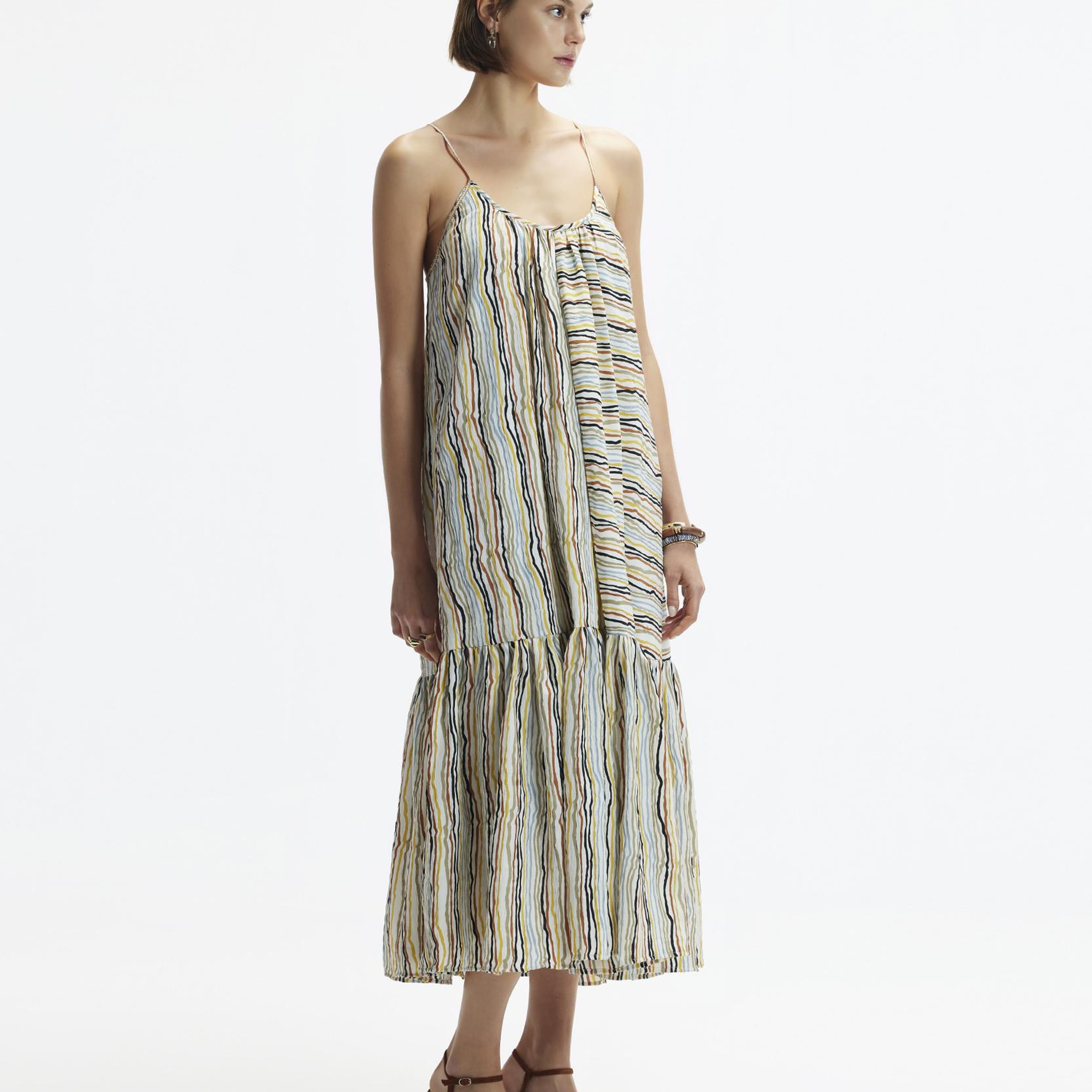 YARGICI Askılı Arkası Bağlama Detaylı Uzun Elbise