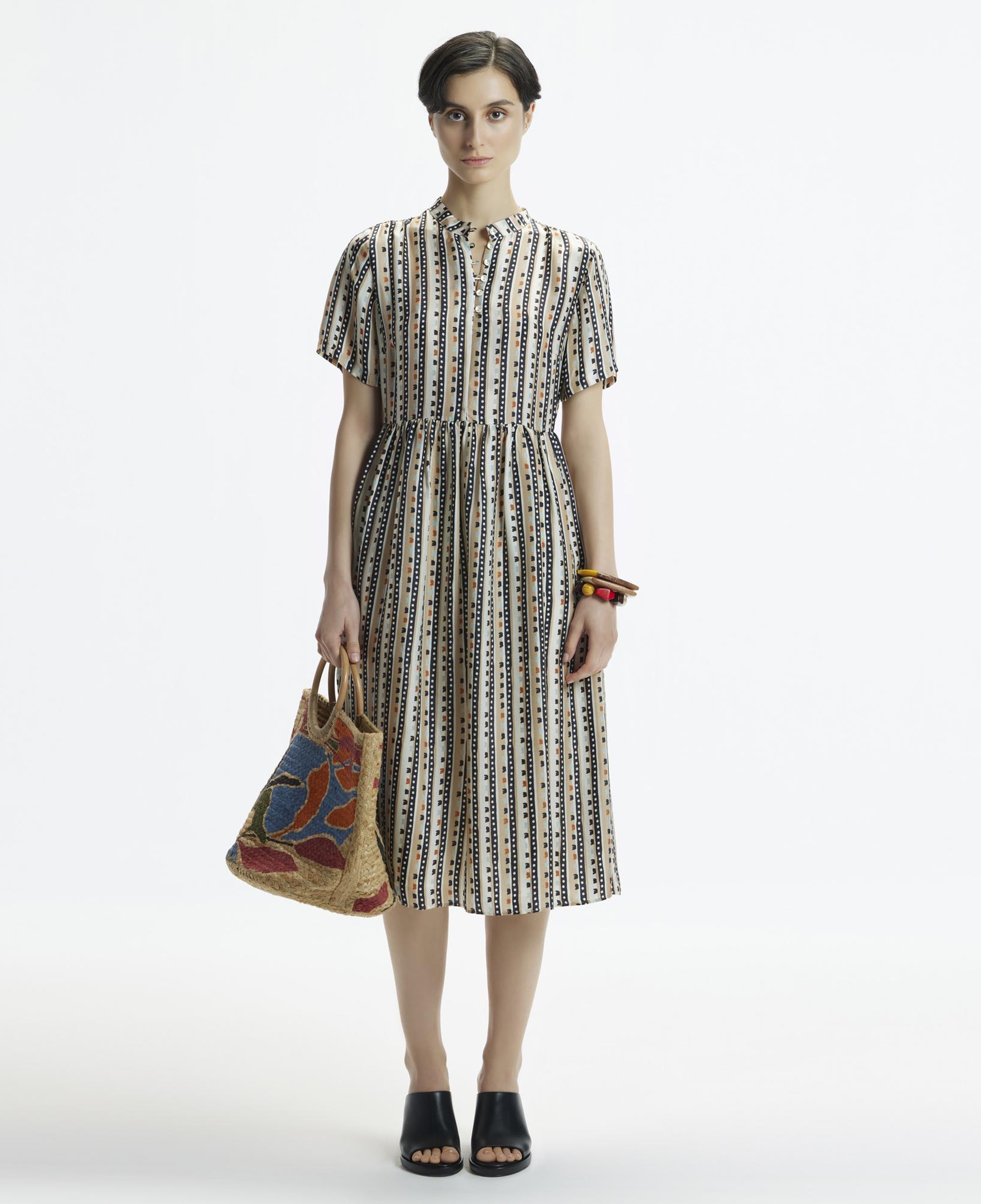 YARGICI Kısa Kollu Düğmeli Midi Boy Elbise