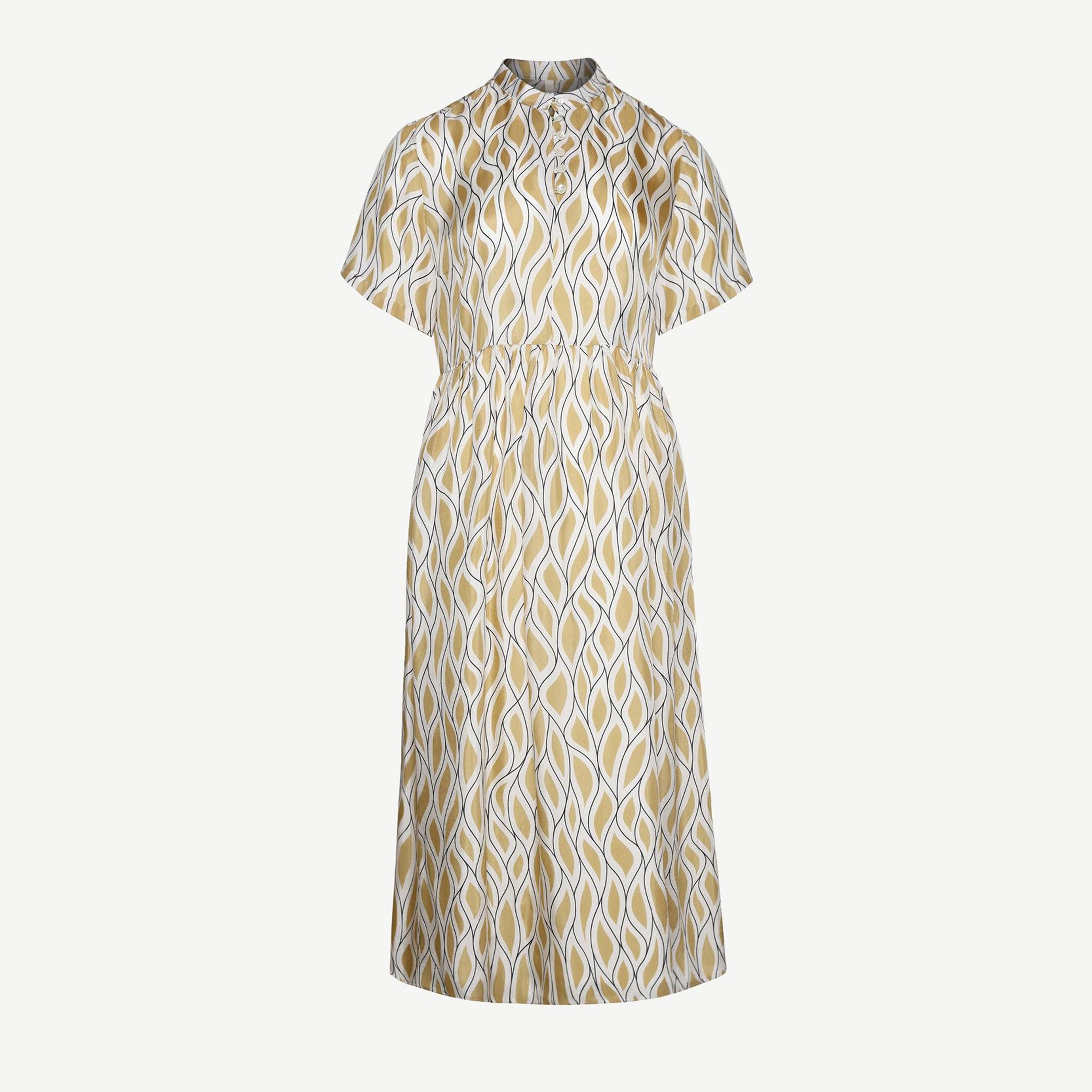 YARGICI Kısa Kollu Düğmeli Midi Boy Elbise