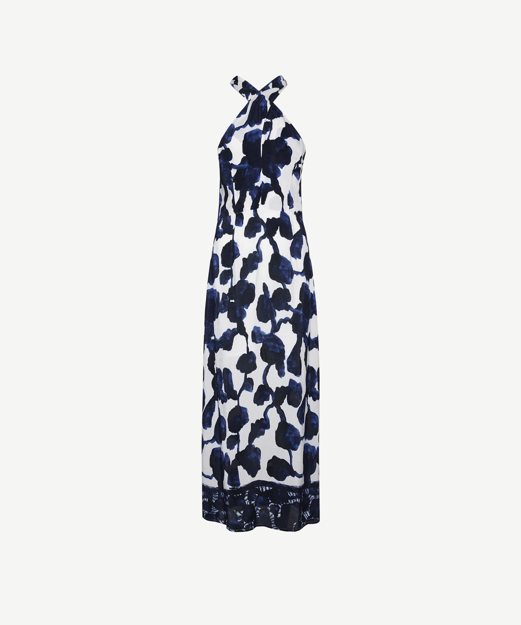 YARGICI Boyundan Bağlamalı Sırtı Açık Uzun Elbise