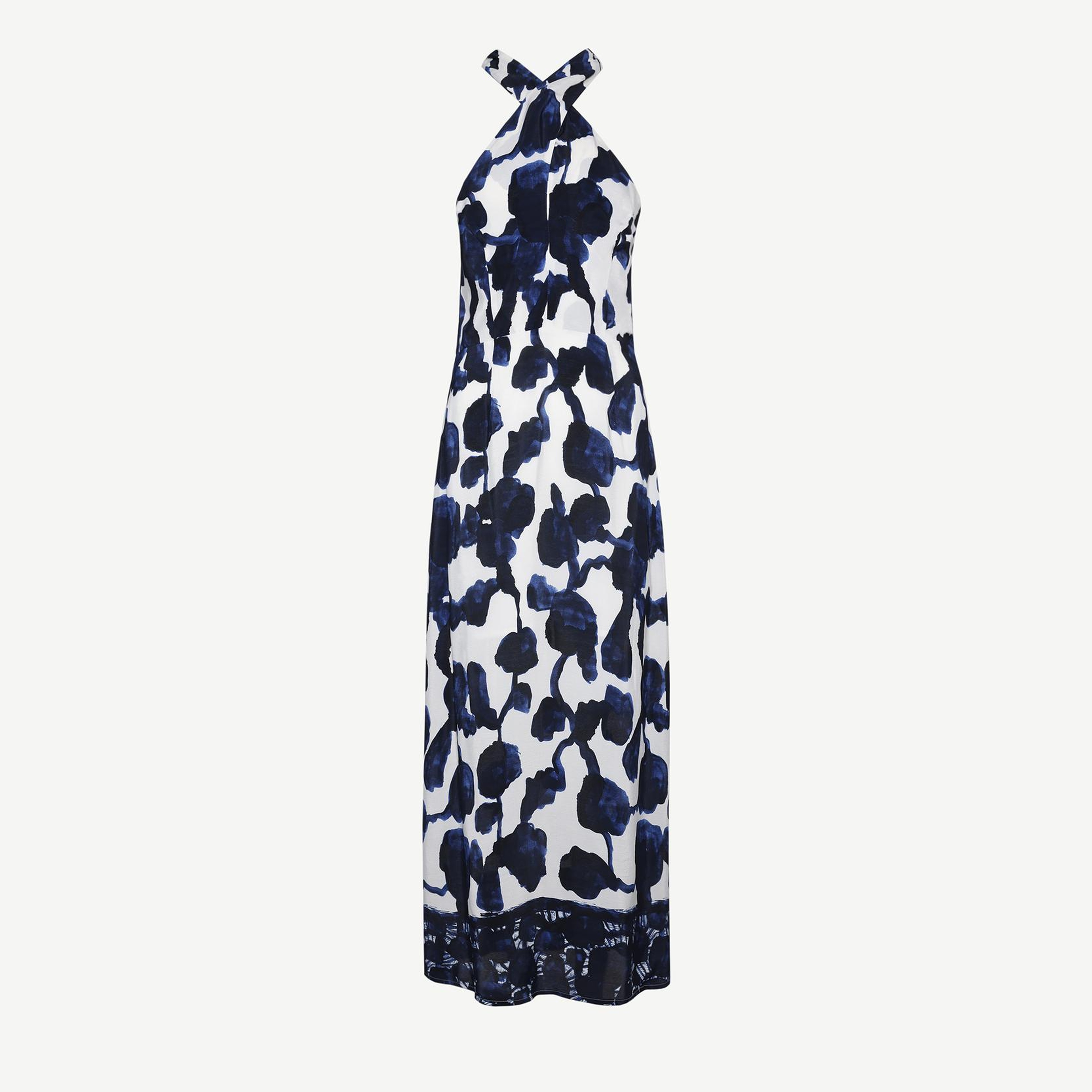 YARGICI Boyundan Bağlamalı Sırtı Açık Uzun Elbise