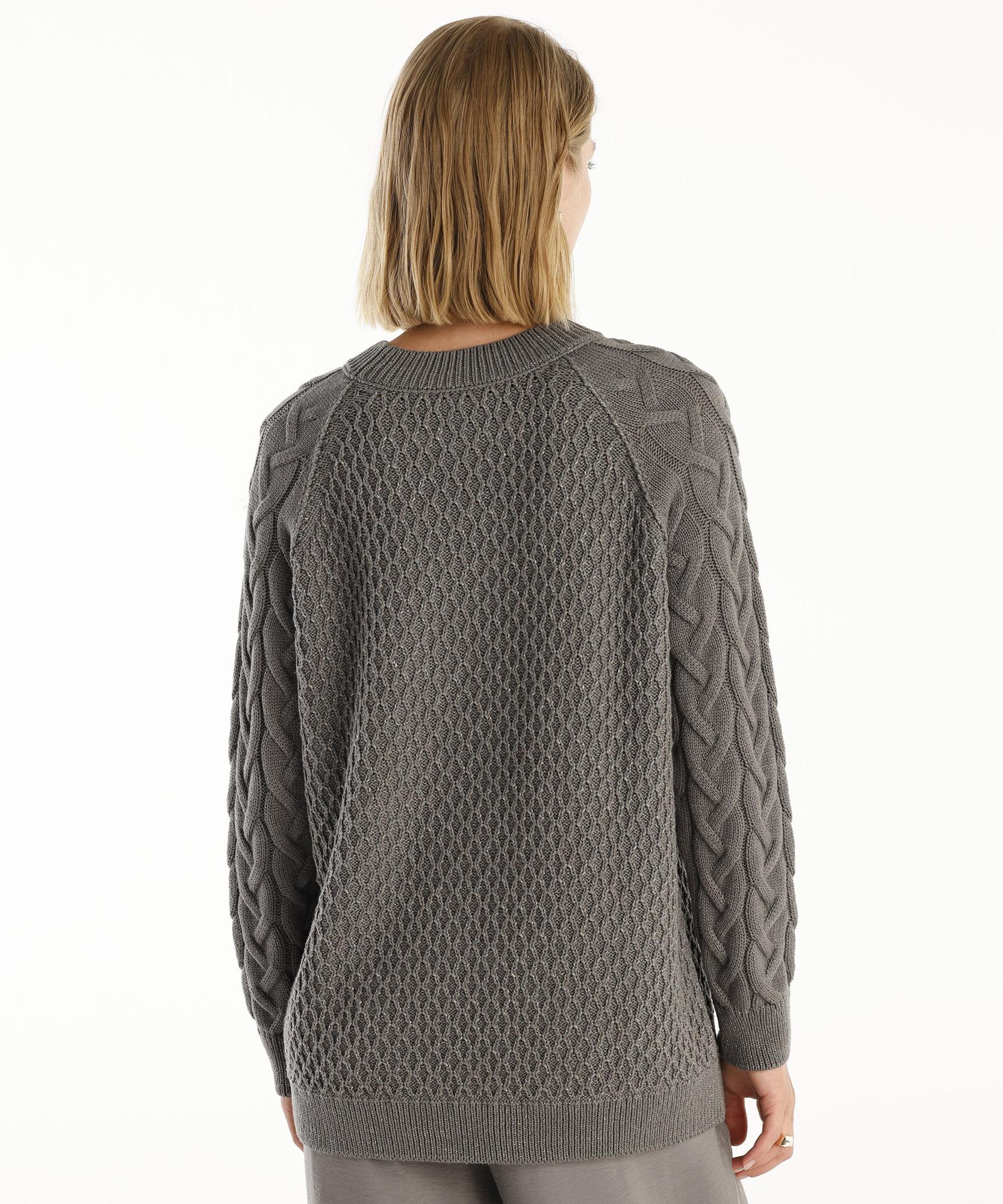 YARGICI Bisiklet Yakalı Simli Örgülü Kazak