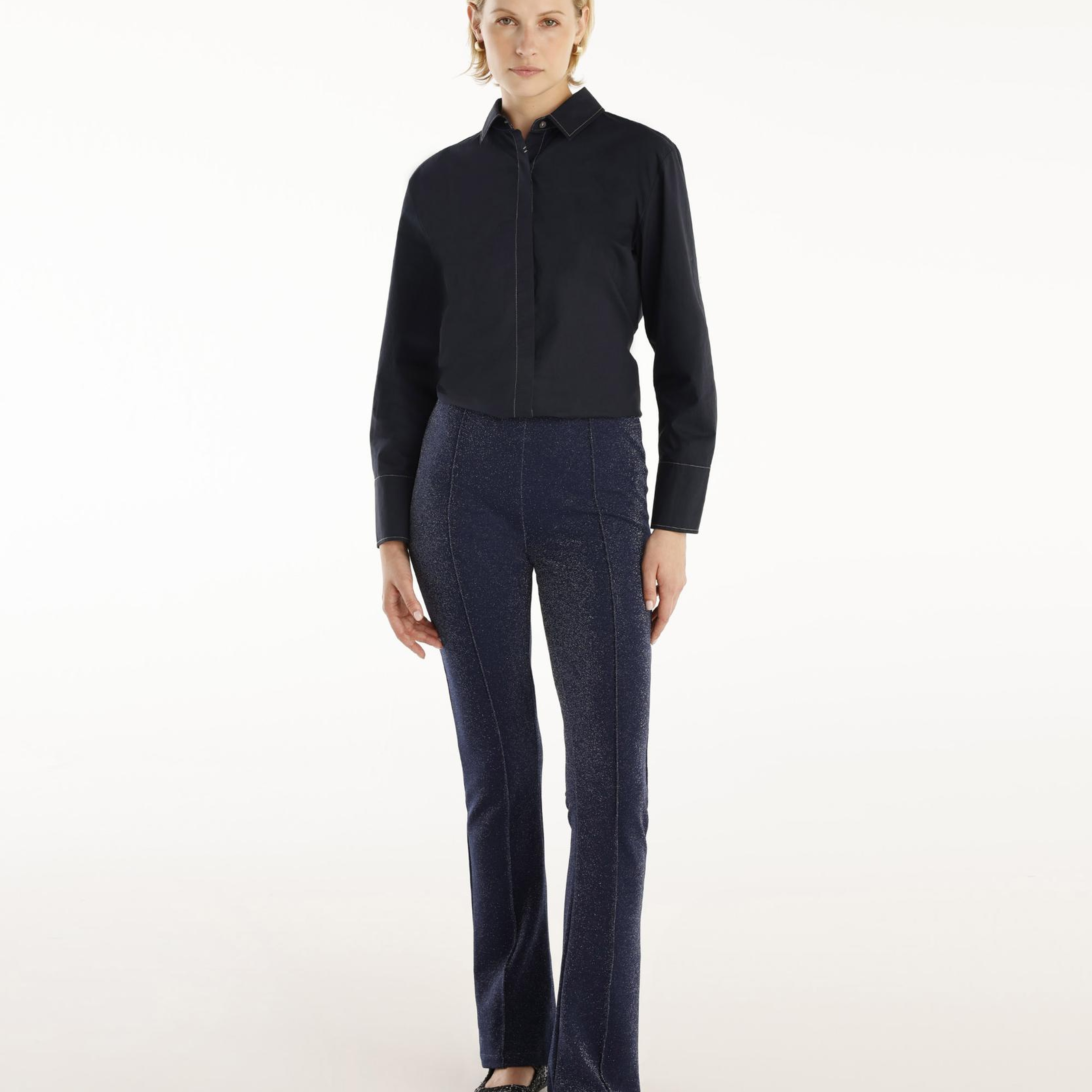 YARGICI Önü Dikişli Simli Geniş Paça Pantolon